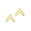 Police Corporal Sta-Brite Gold Rank Pin Tall 13/16" Pair