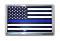 Thin Blue Line American Flag Vehicle Emblem | Made in USA