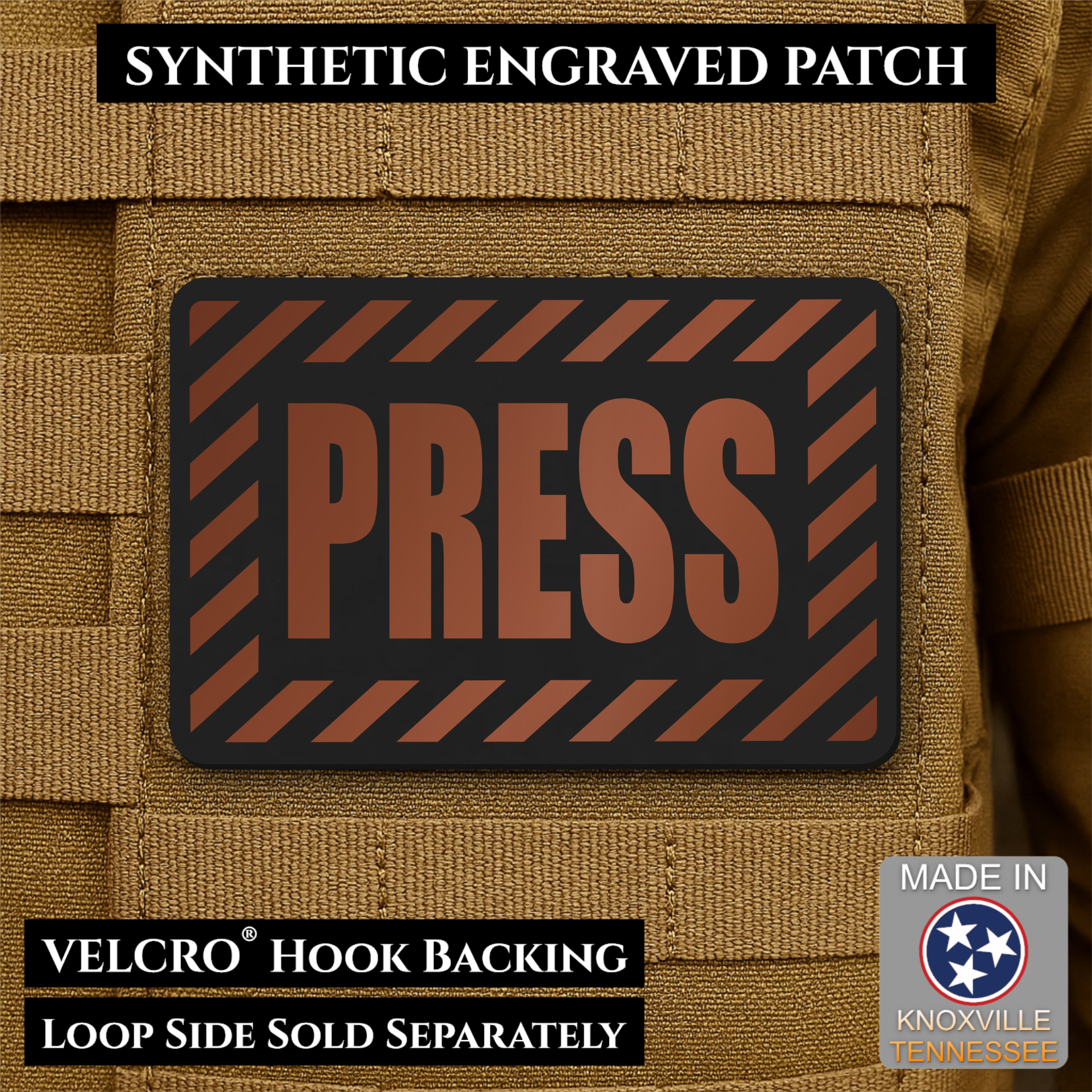 PRESS Media Journalist ID Morale Patch | Made in USA | VELCRO® Brand Hook Backing