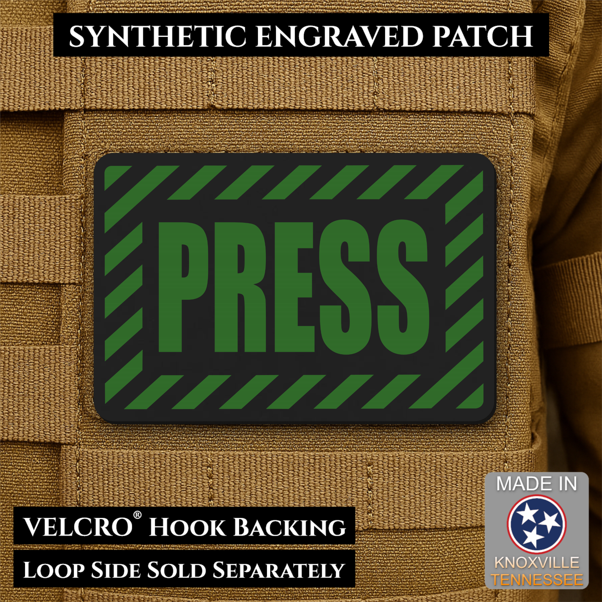 PRESS Media Journalist ID Morale Patch | Made in USA | VELCRO® Brand Hook Backing
