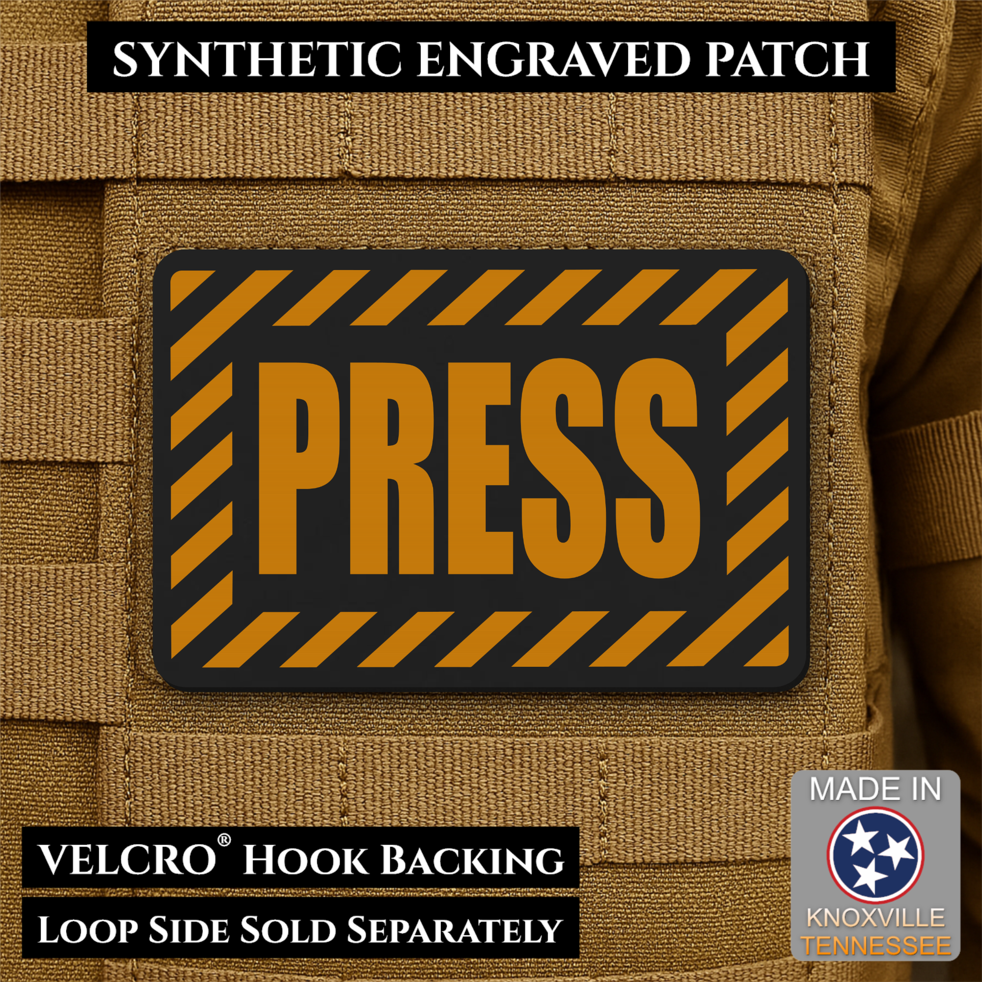 PRESS Media Journalist ID Morale Patch | Made in USA | VELCRO® Brand Hook Backing