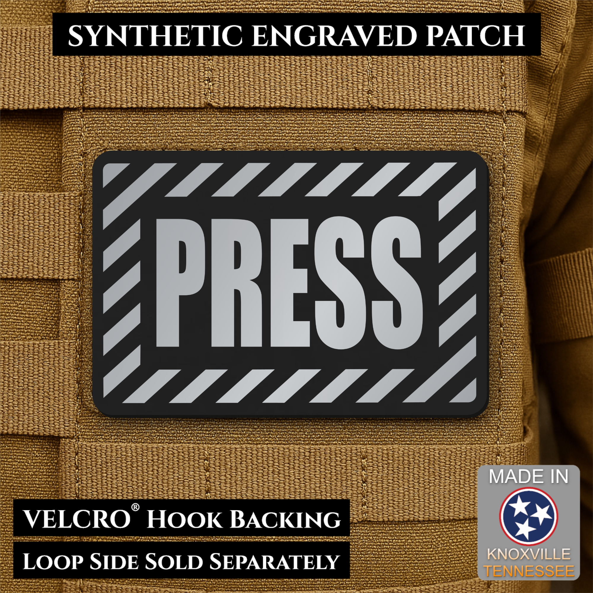 PRESS Media Journalist ID Morale Patch | Made in USA | VELCRO® Brand Hook Backing