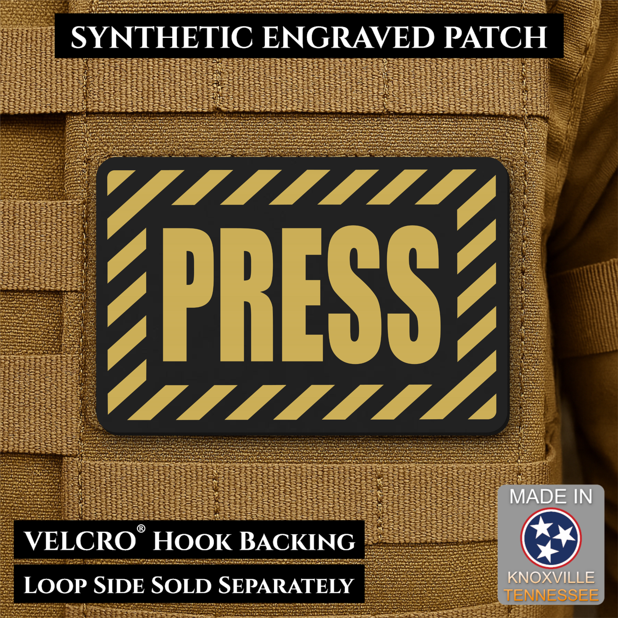 PRESS Media Journalist ID Morale Patch | Made in USA | VELCRO® Brand Hook Backing