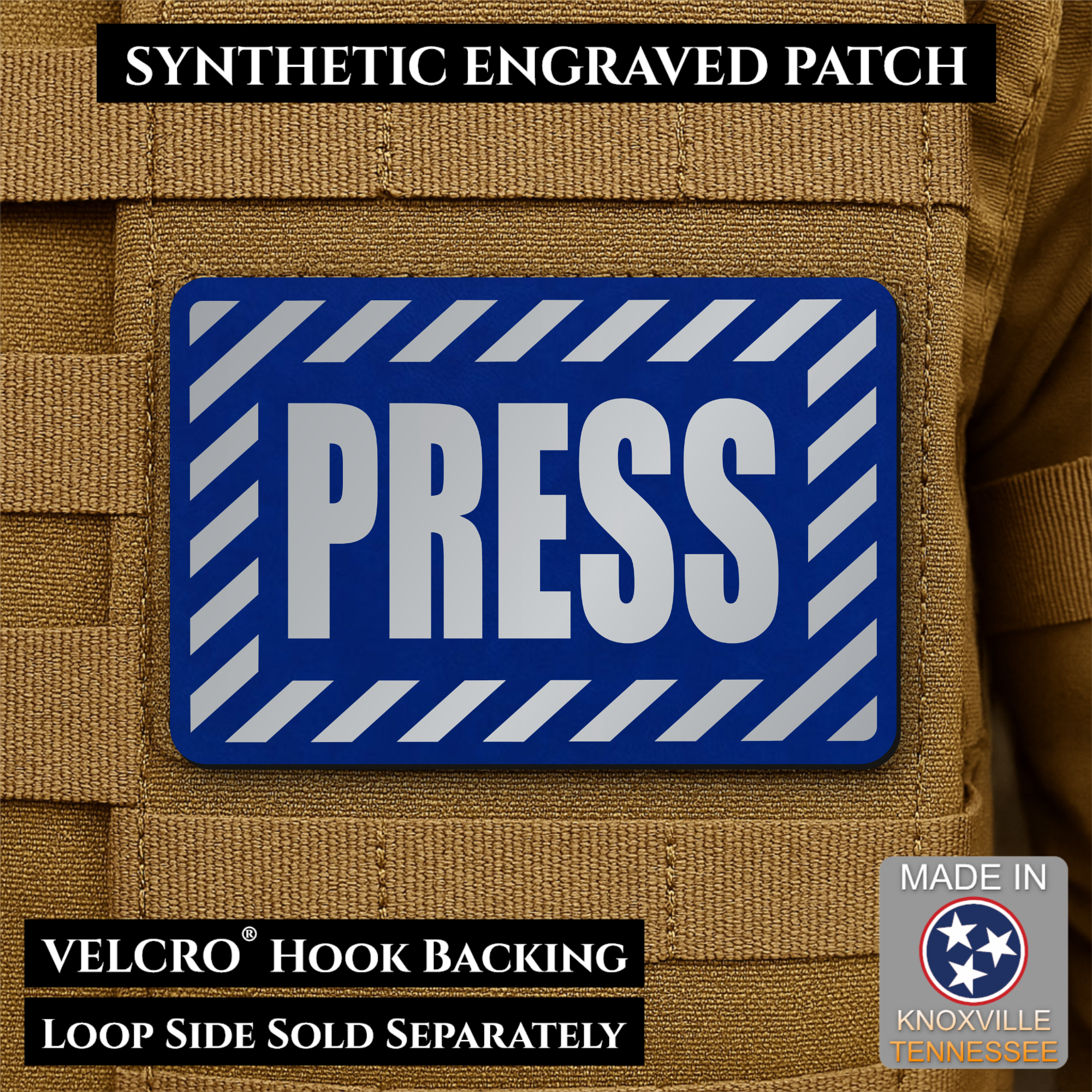 PRESS Media Journalist ID Morale Patch | Made in USA | VELCRO® Brand Hook Backing