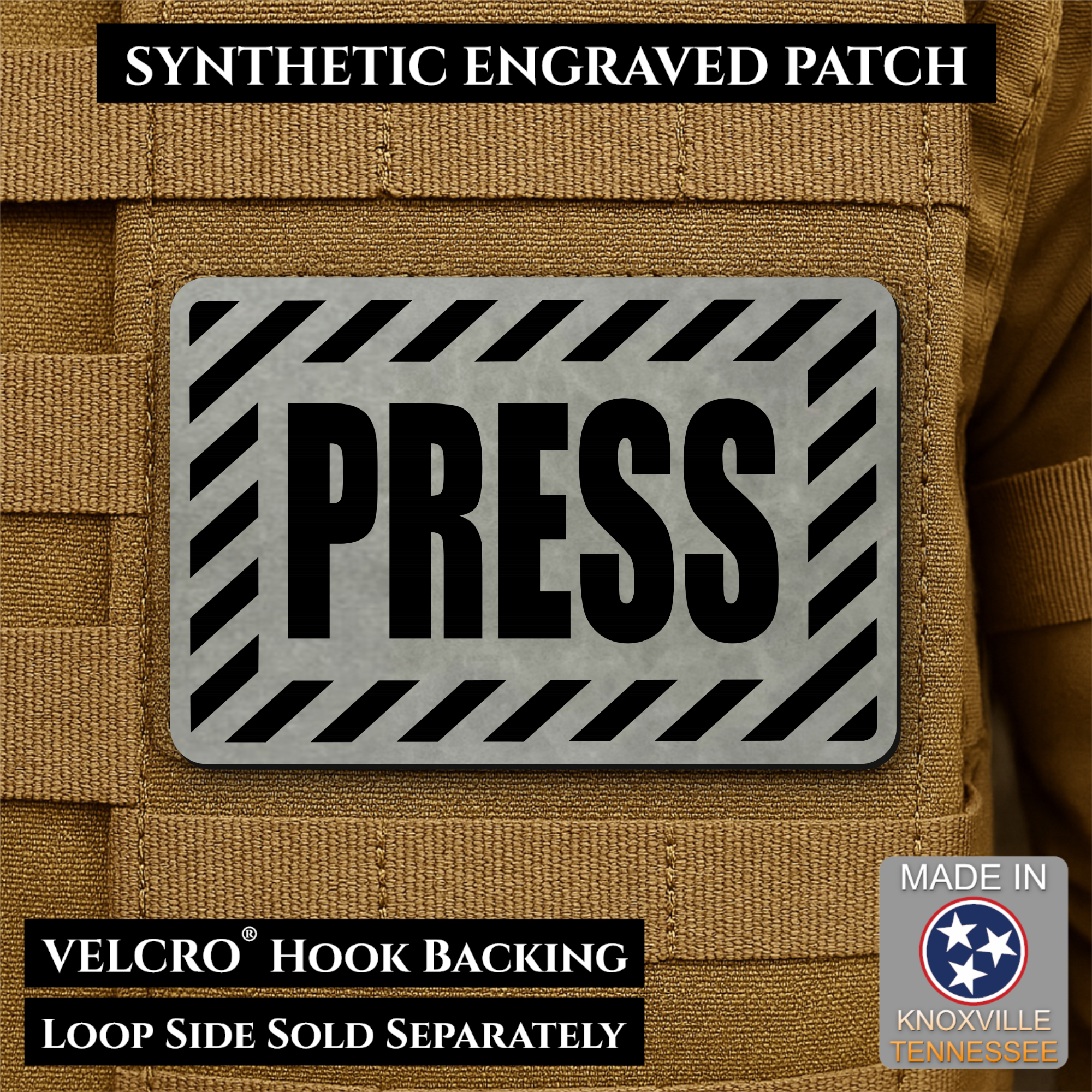 PRESS Media Journalist ID Morale Patch | Made in USA | VELCRO® Brand Hook Backing