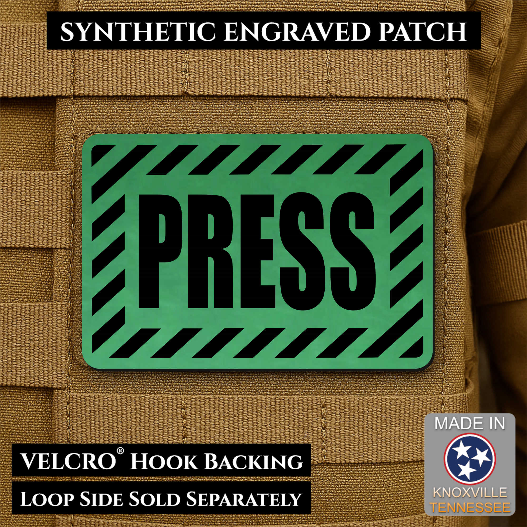 PRESS Media Journalist ID Morale Patch | Made in USA | VELCRO® Brand Hook Backing