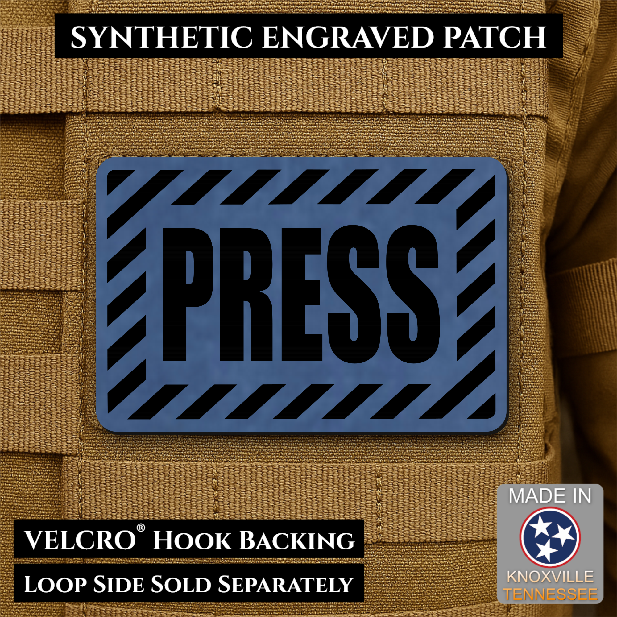 PRESS Media Journalist ID Morale Patch | Made in USA | VELCRO® Brand Hook Backing
