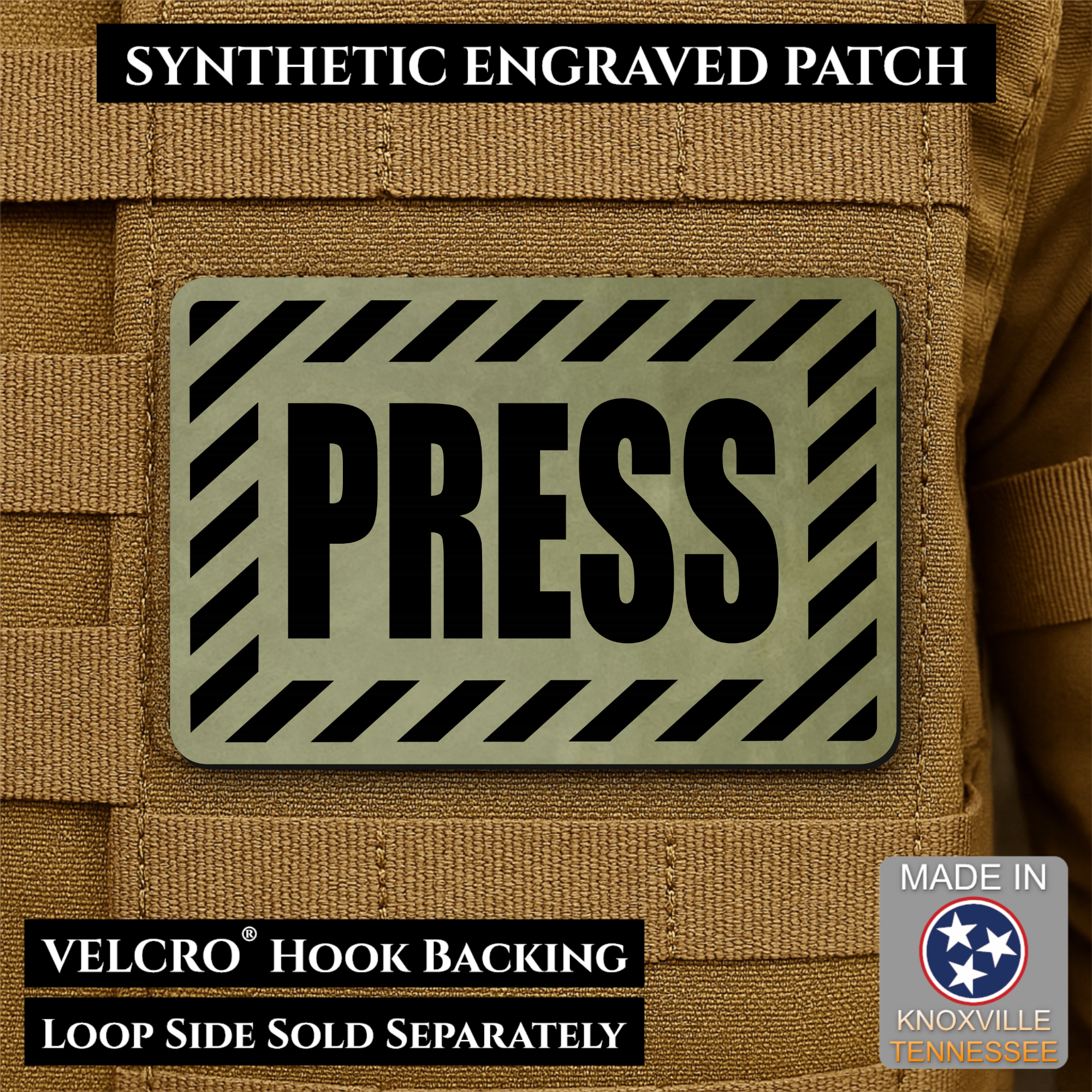 PRESS Media Journalist ID Morale Patch | Made in USA | VELCRO® Brand Hook Backing