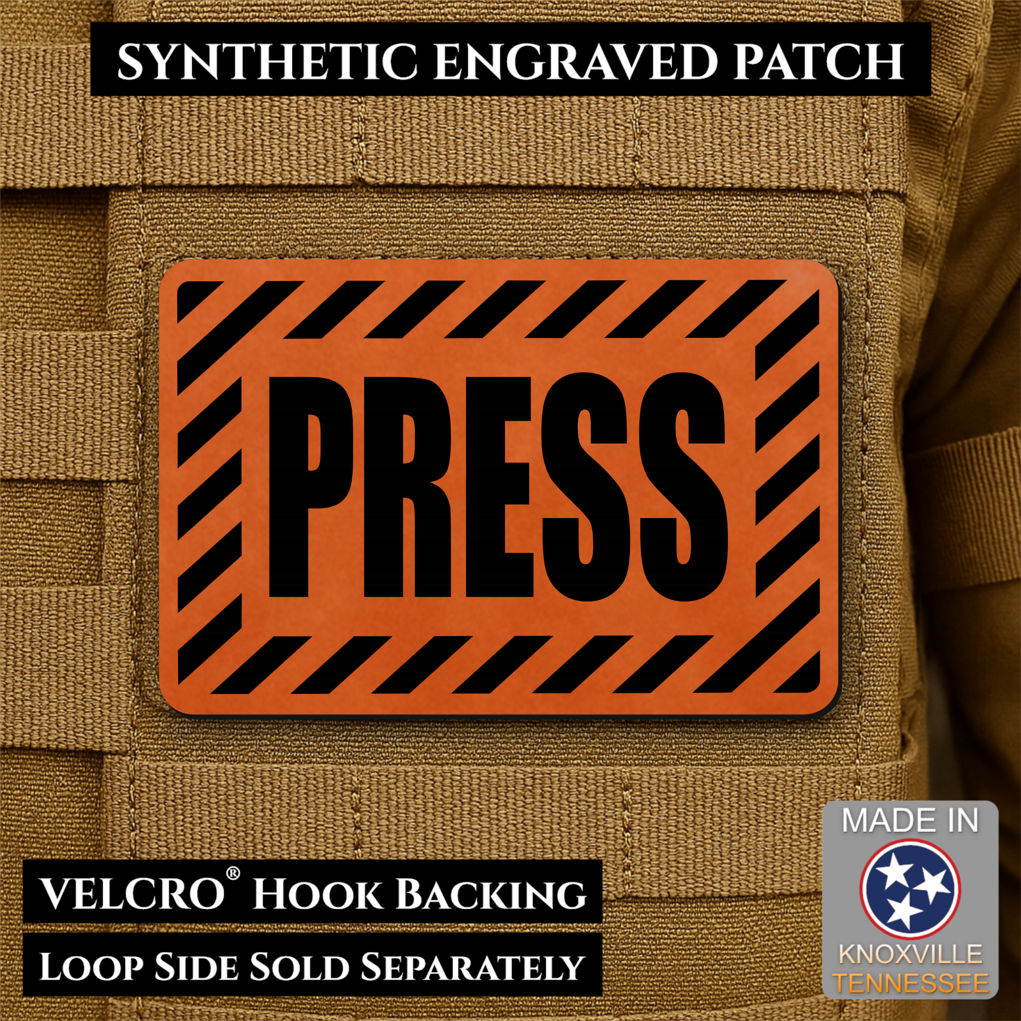 PRESS Media Journalist ID Morale Patch | Made in USA | VELCRO® Brand Hook Backing