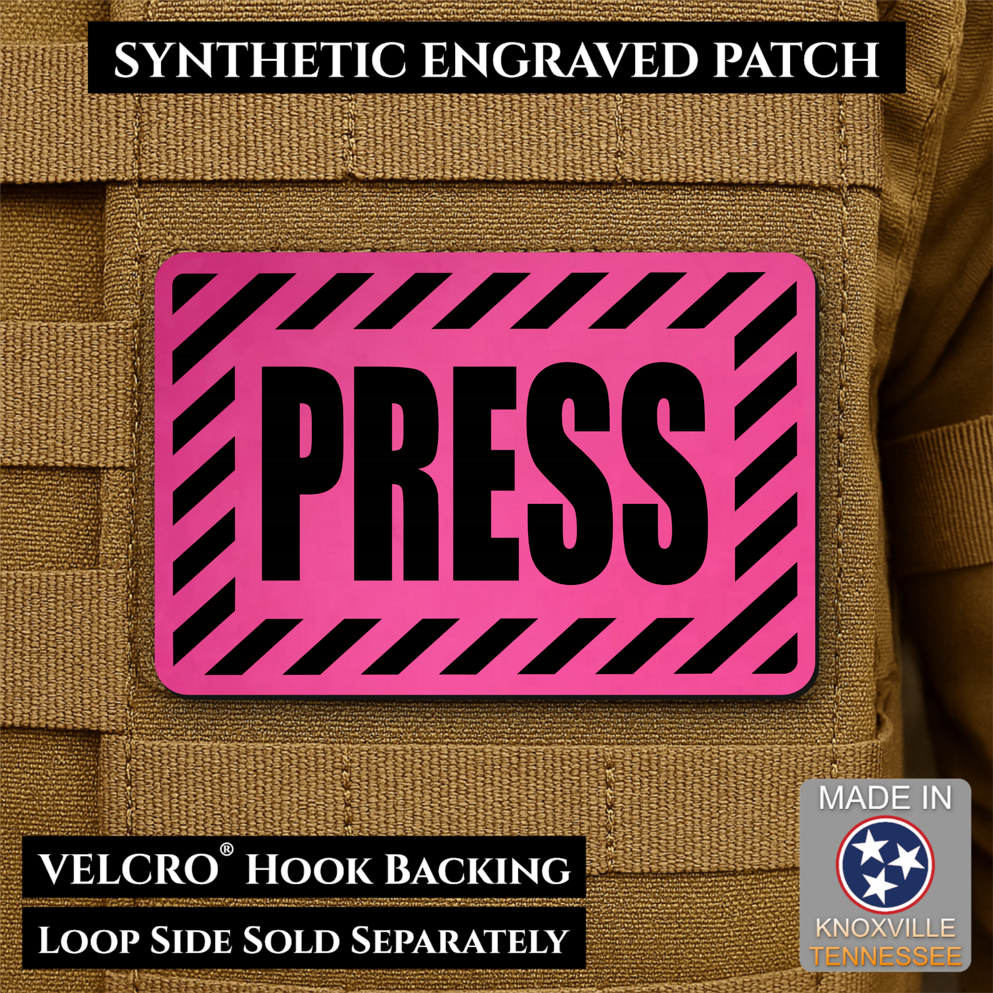 PRESS Media Journalist ID Morale Patch | Made in USA | VELCRO® Brand Hook Backing