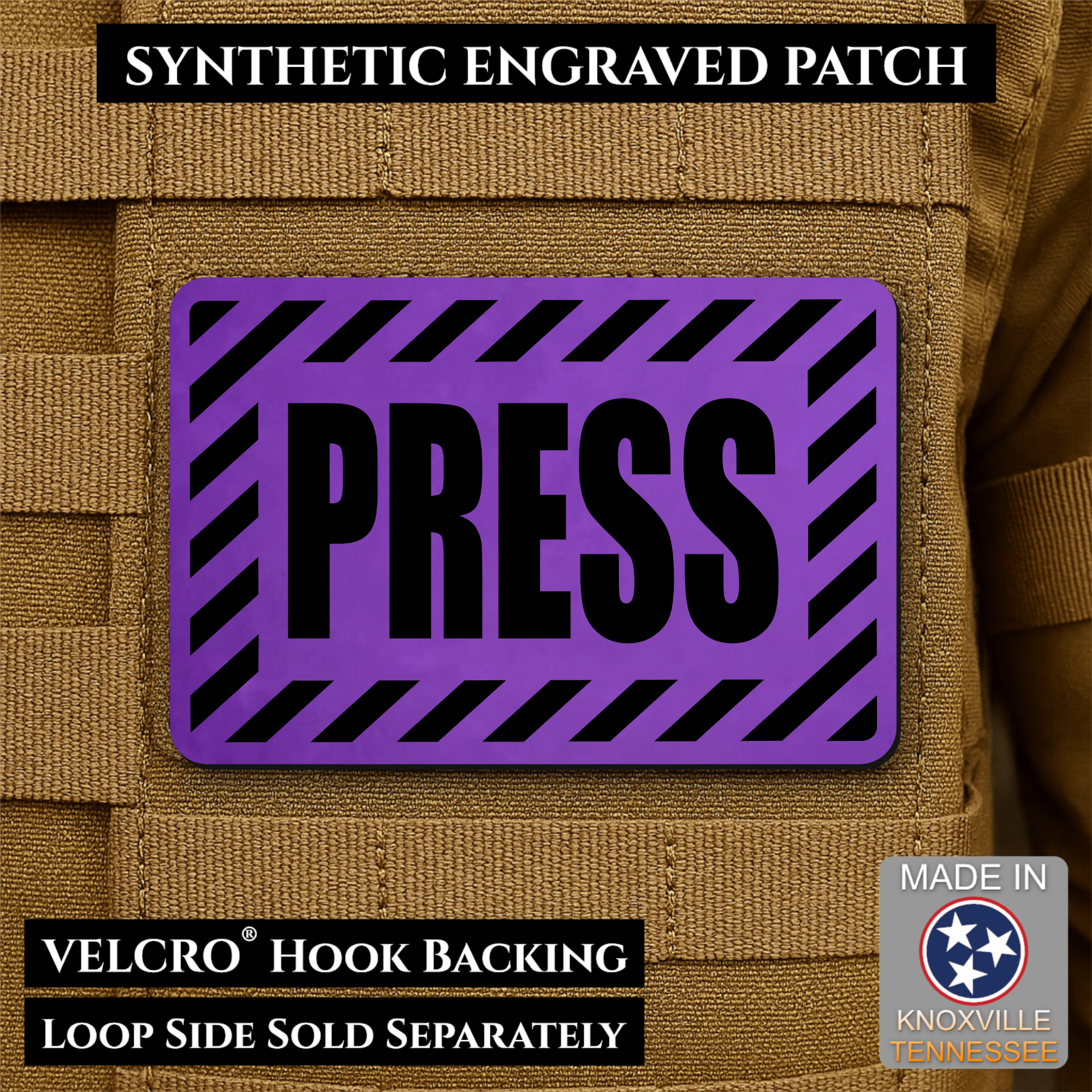 PRESS Media Journalist ID Morale Patch | Made in USA | VELCRO® Brand Hook Backing