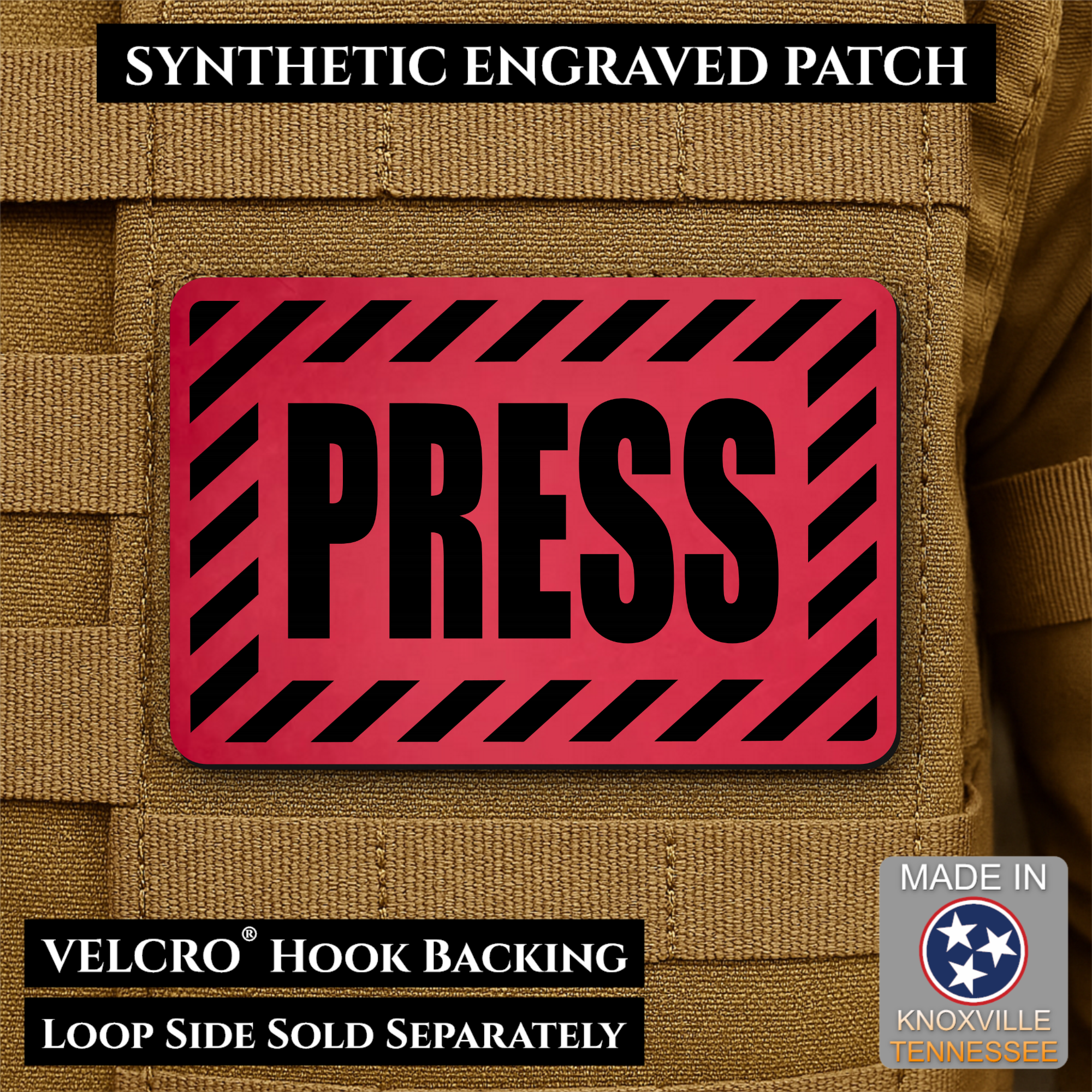 PRESS Media Journalist ID Morale Patch | Made in USA | VELCRO® Brand Hook Backing