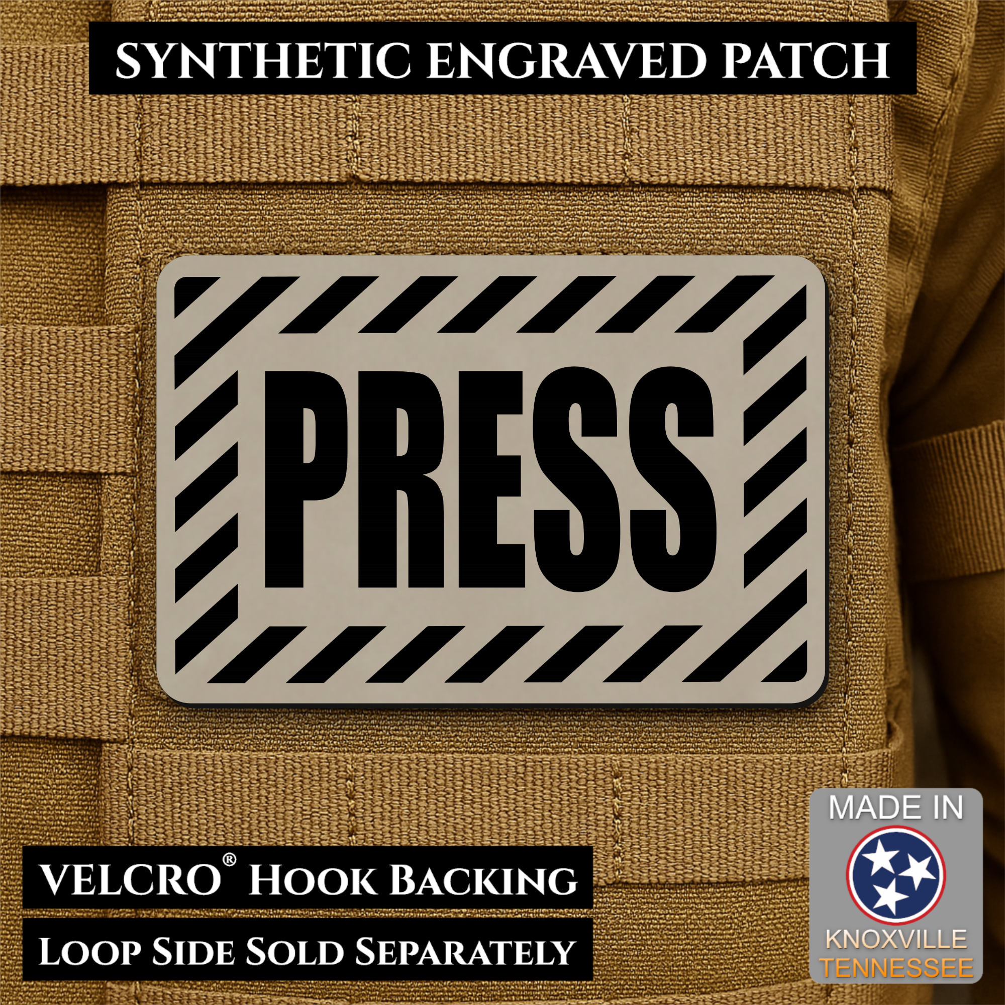 PRESS Media Journalist ID Morale Patch | Made in USA | VELCRO® Brand Hook Backing