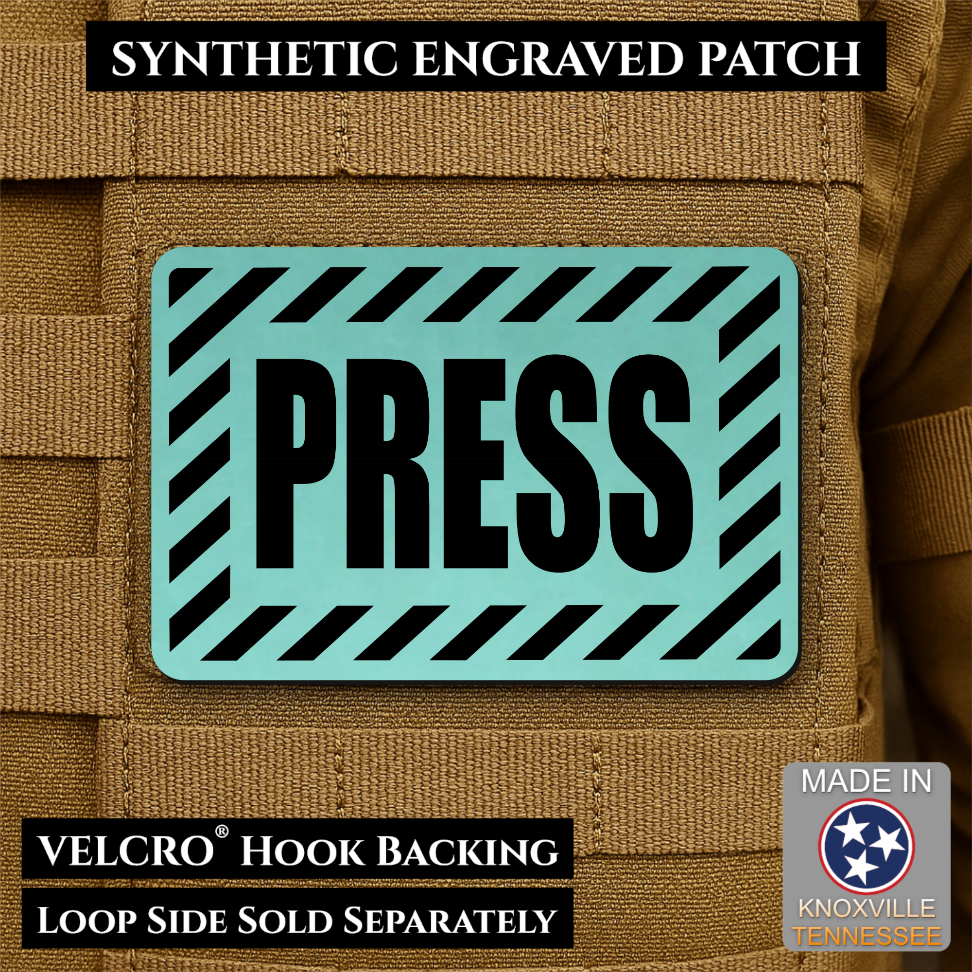 PRESS Media Journalist ID Morale Patch | Made in USA | VELCRO® Brand Hook Backing