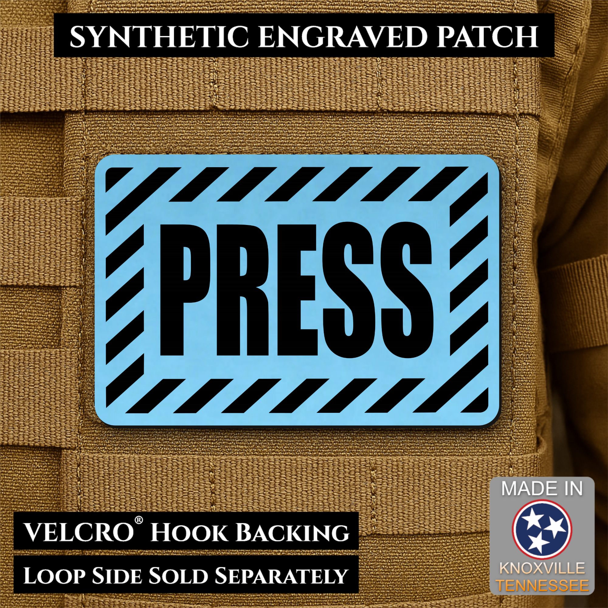 PRESS Media Journalist ID Morale Patch | Made in USA | VELCRO® Brand Hook Backing