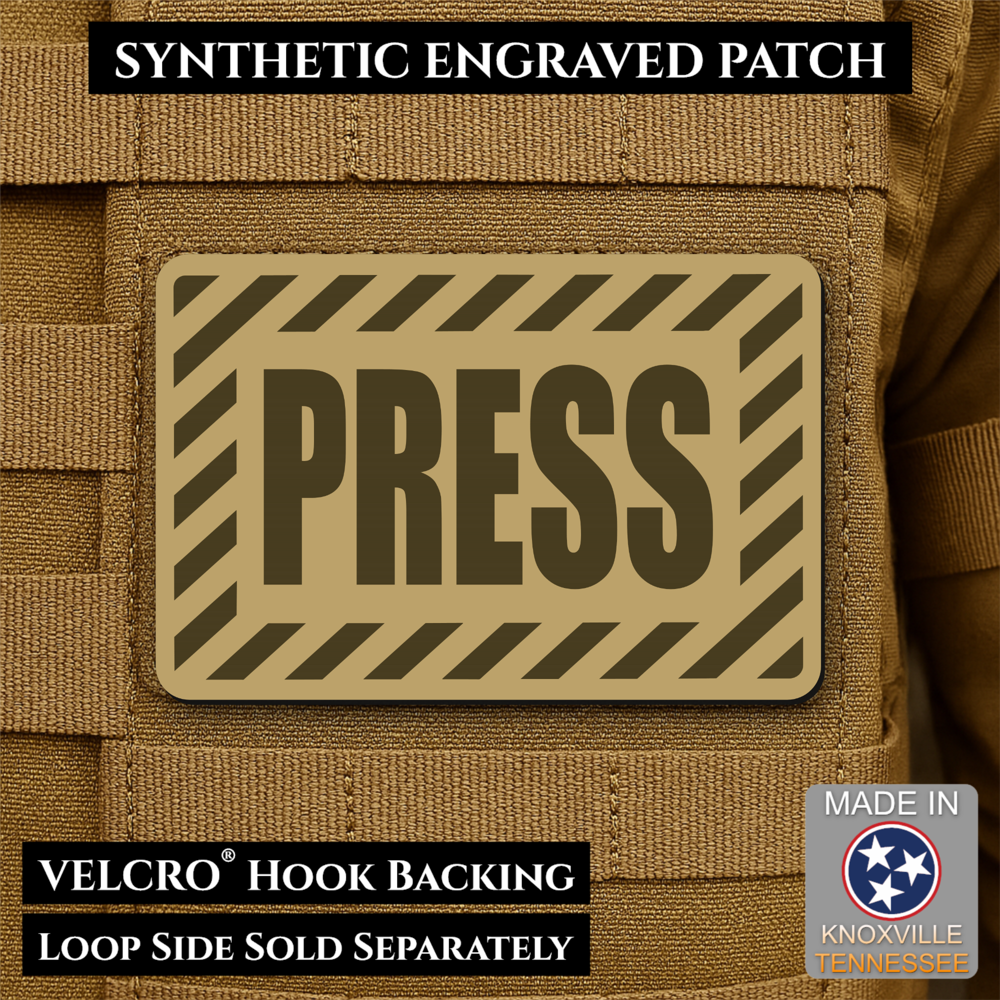 PRESS Media Journalist ID Morale Patch | Made in USA | VELCRO® Brand Hook Backing