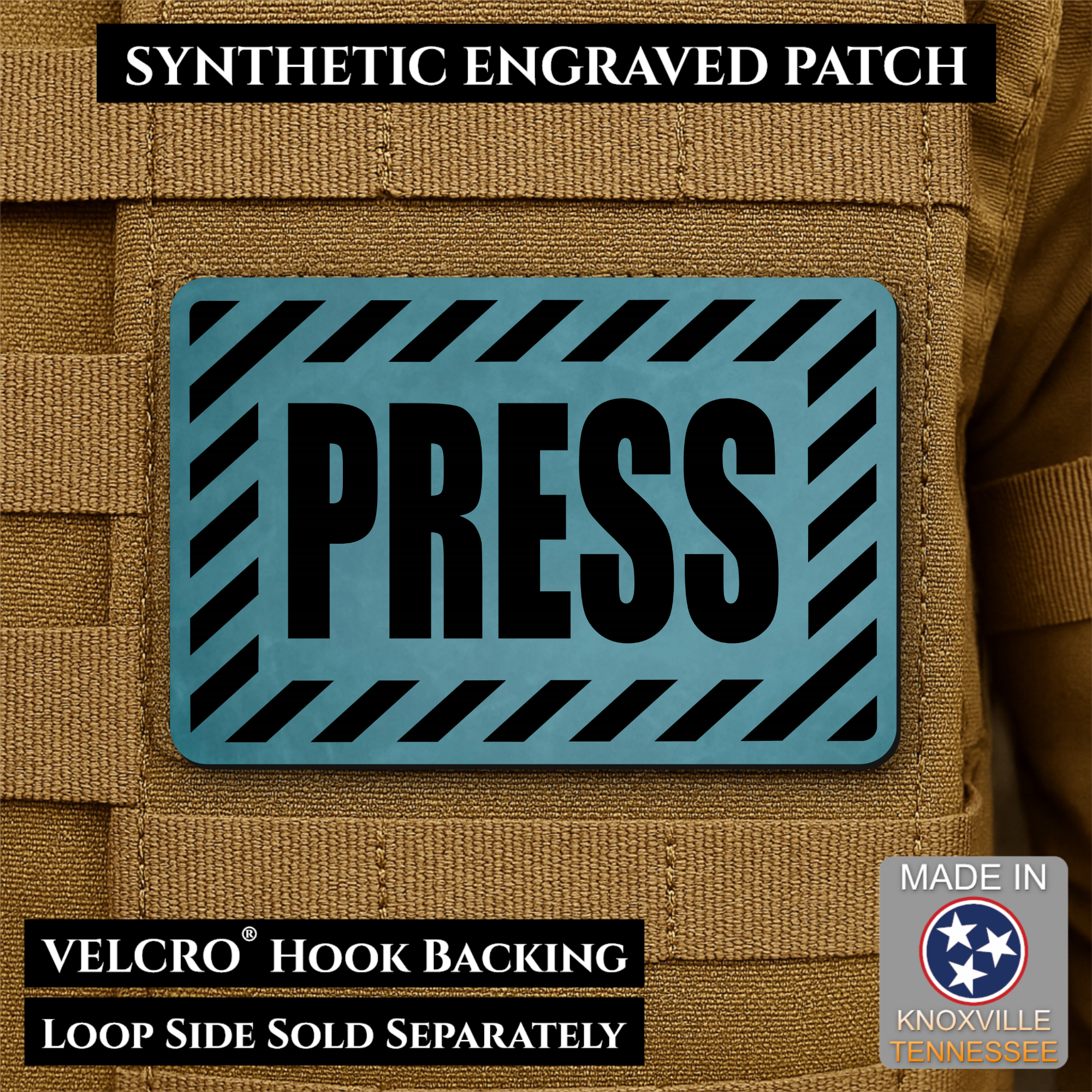 PRESS Media Journalist ID Morale Patch | Made in USA | VELCRO® Brand Hook Backing