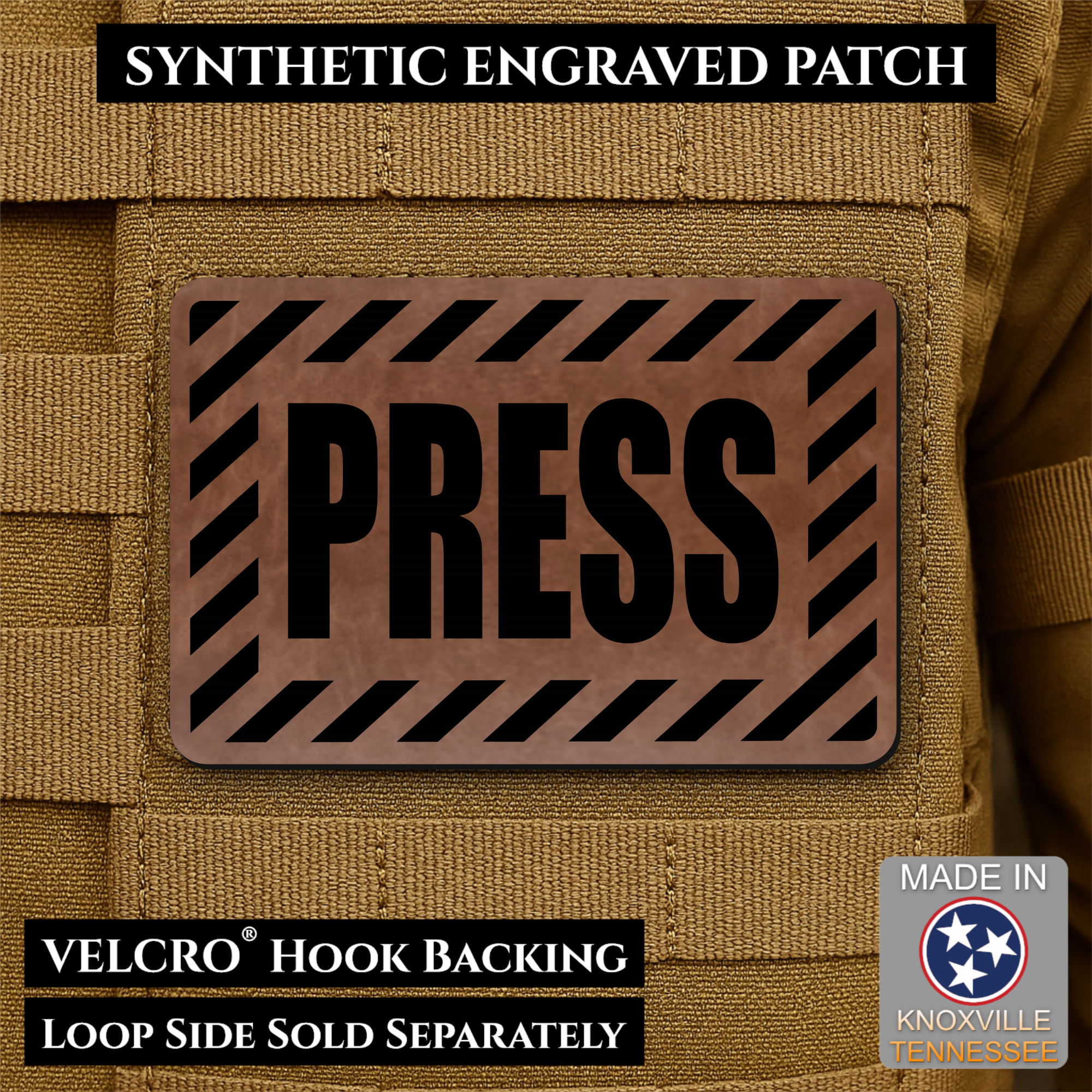 PRESS Media Journalist ID Morale Patch | Made in USA | VELCRO® Brand Hook Backing