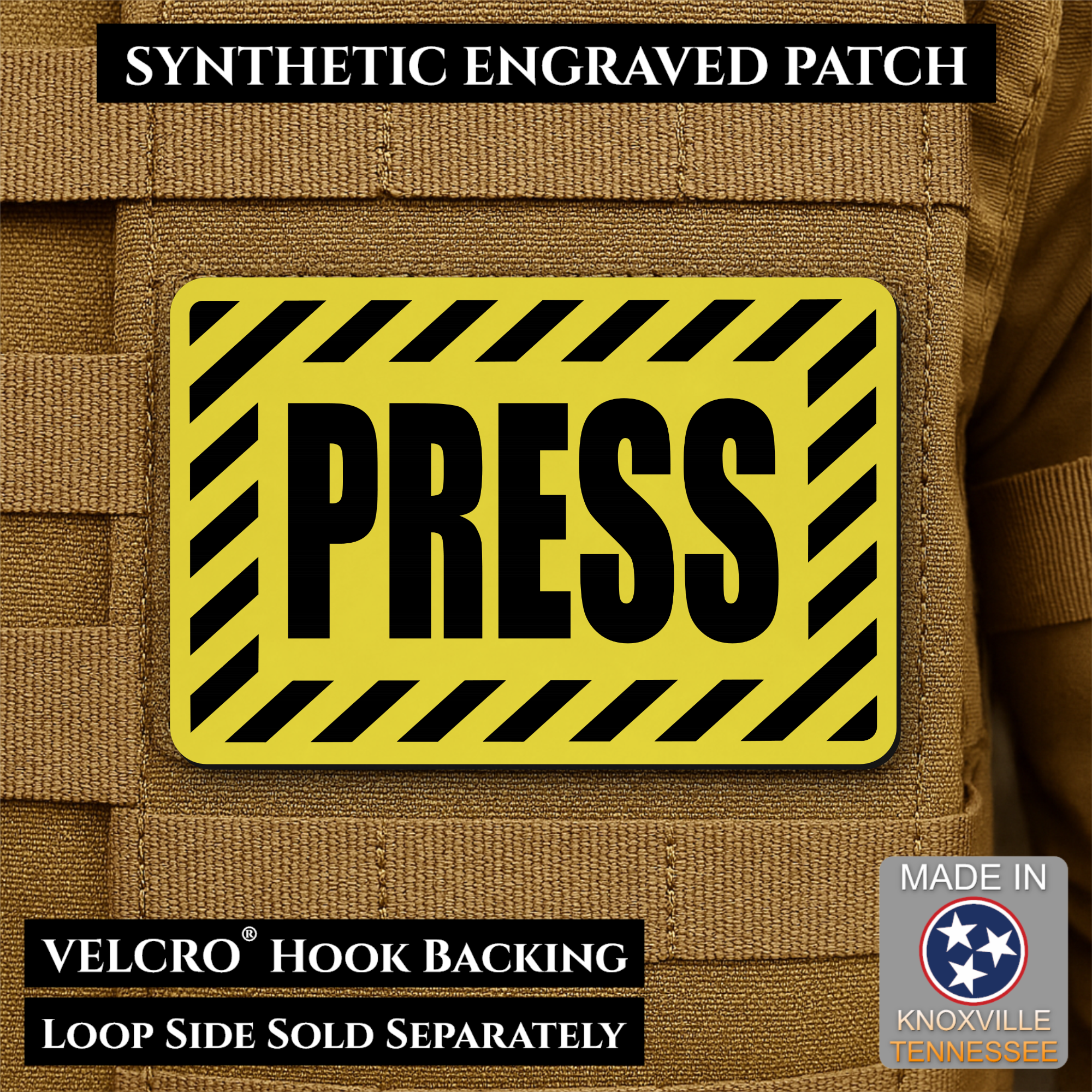 PRESS Media Journalist ID Morale Patch | Made in USA | VELCRO® Brand Hook Backing