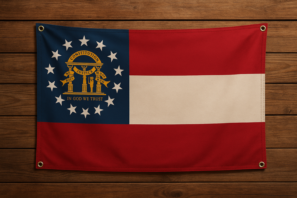 Georgia Flag with Grommets Along the Edges for Wall Hanging