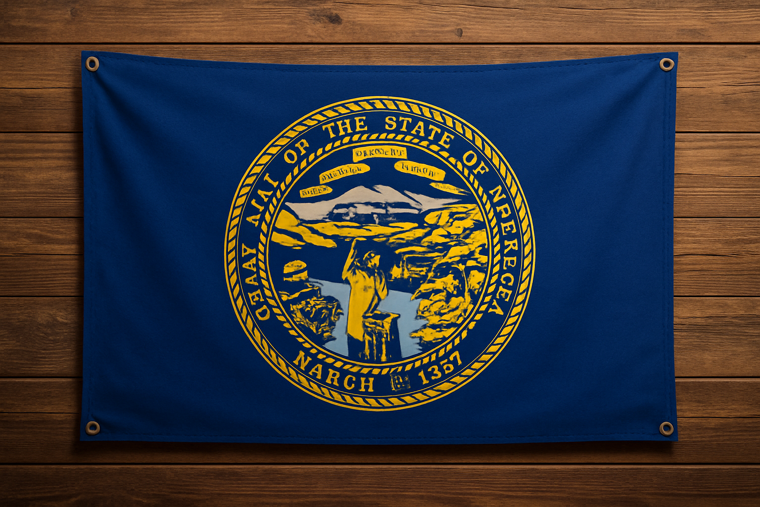 Nebraska Flag with Grommets Along the Edges for Wall Hanging