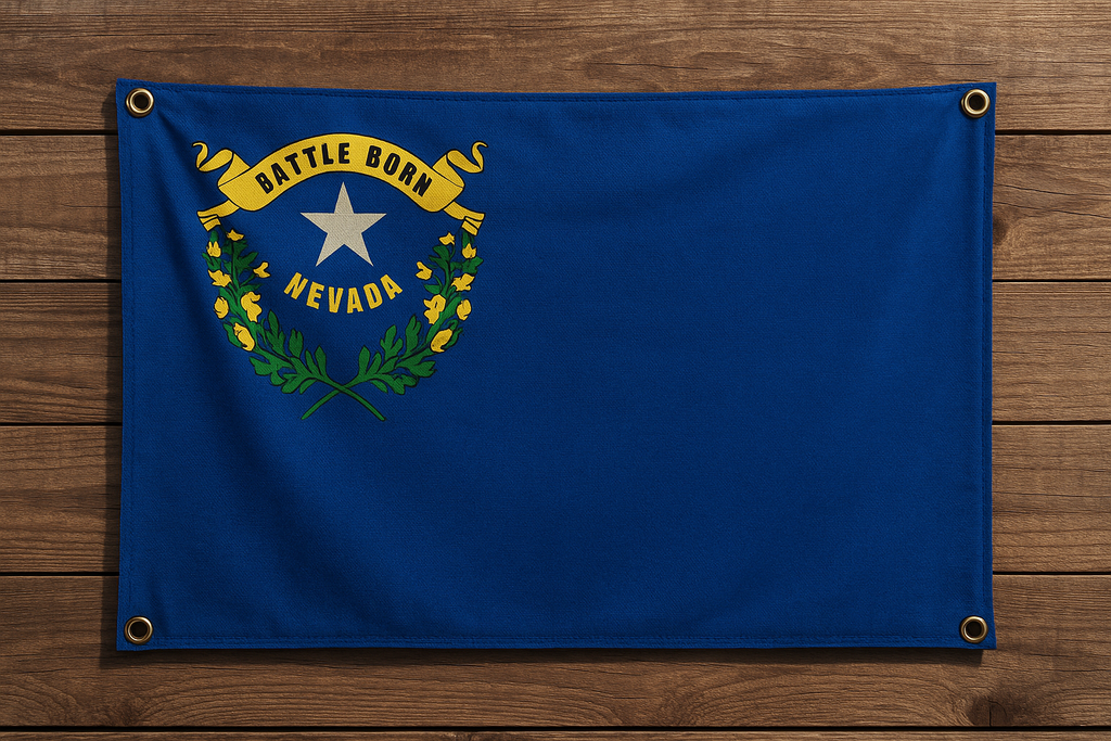 Nevada Flag with Grommets Along the Edges for Wall Hanging