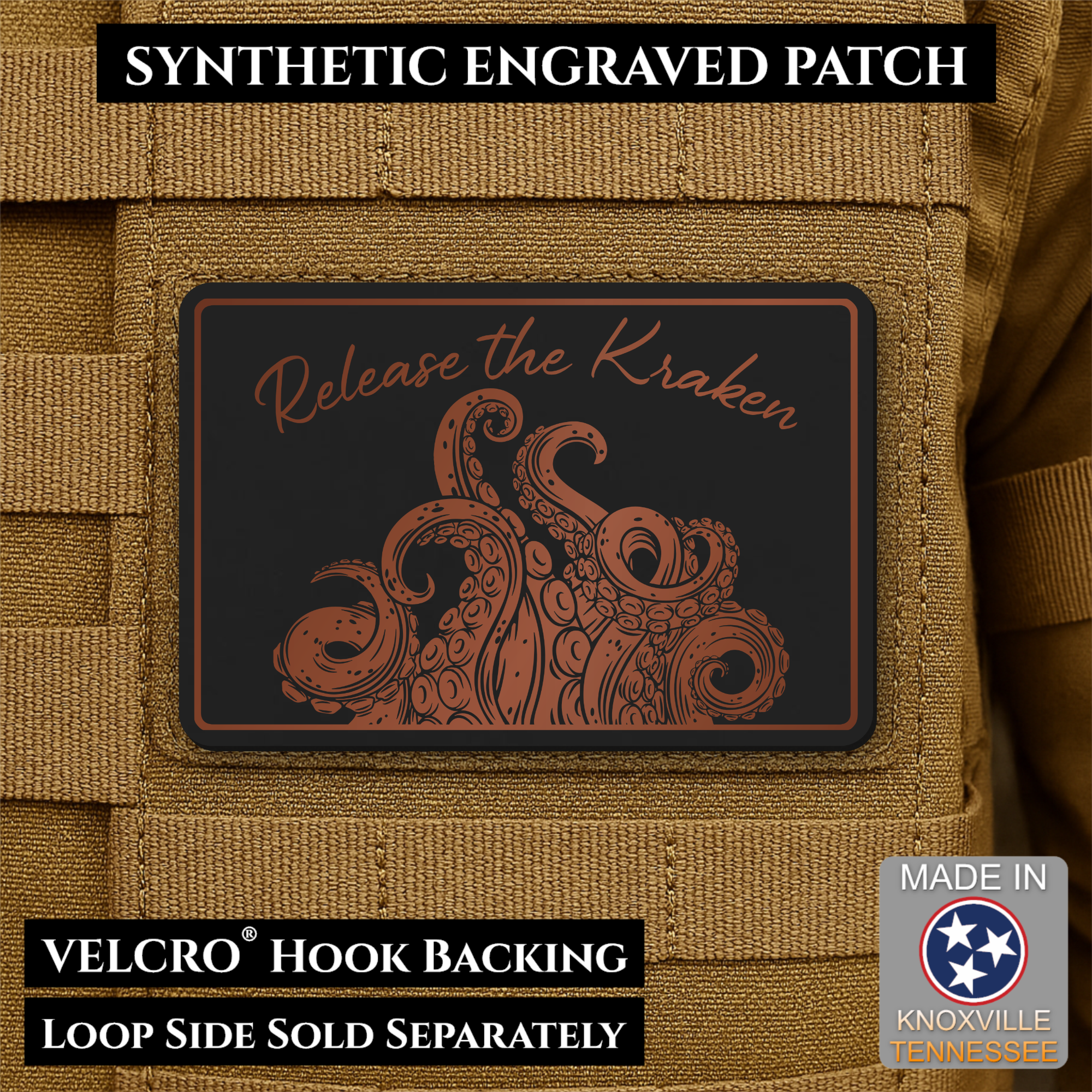 Release the Kraken Funny Morale Patch | Made in USA | VELCRO® Brand Hook Backing