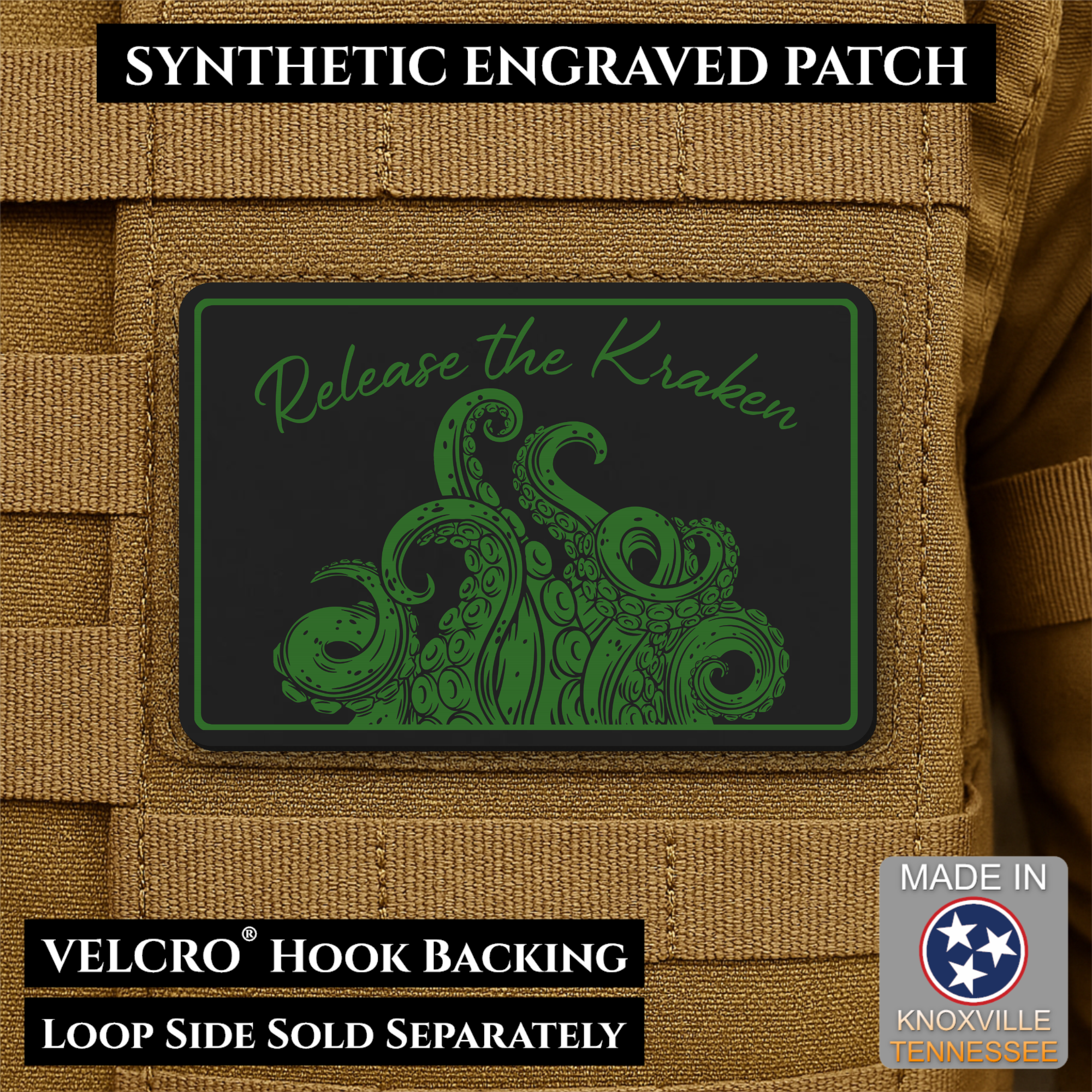 Release the Kraken Funny Morale Patch | Made in USA | VELCRO® Brand Hook Backing