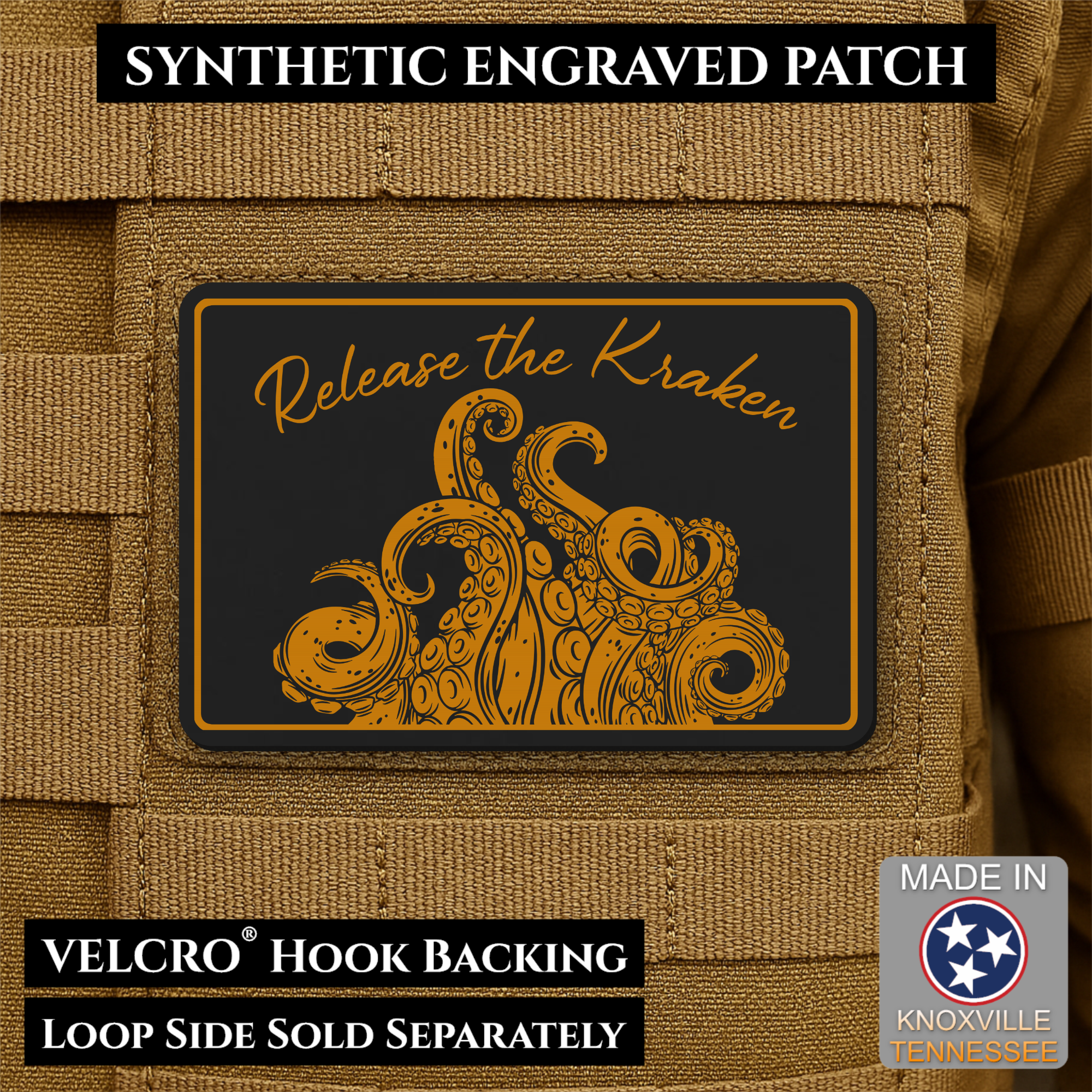 Release the Kraken Funny Morale Patch | Made in USA | VELCRO® Brand Hook Backing
