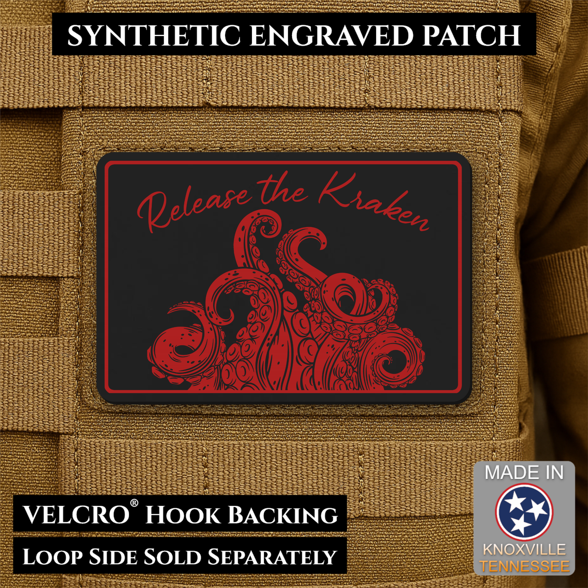 Release the Kraken Funny Morale Patch | Made in USA | VELCRO® Brand Hook Backing