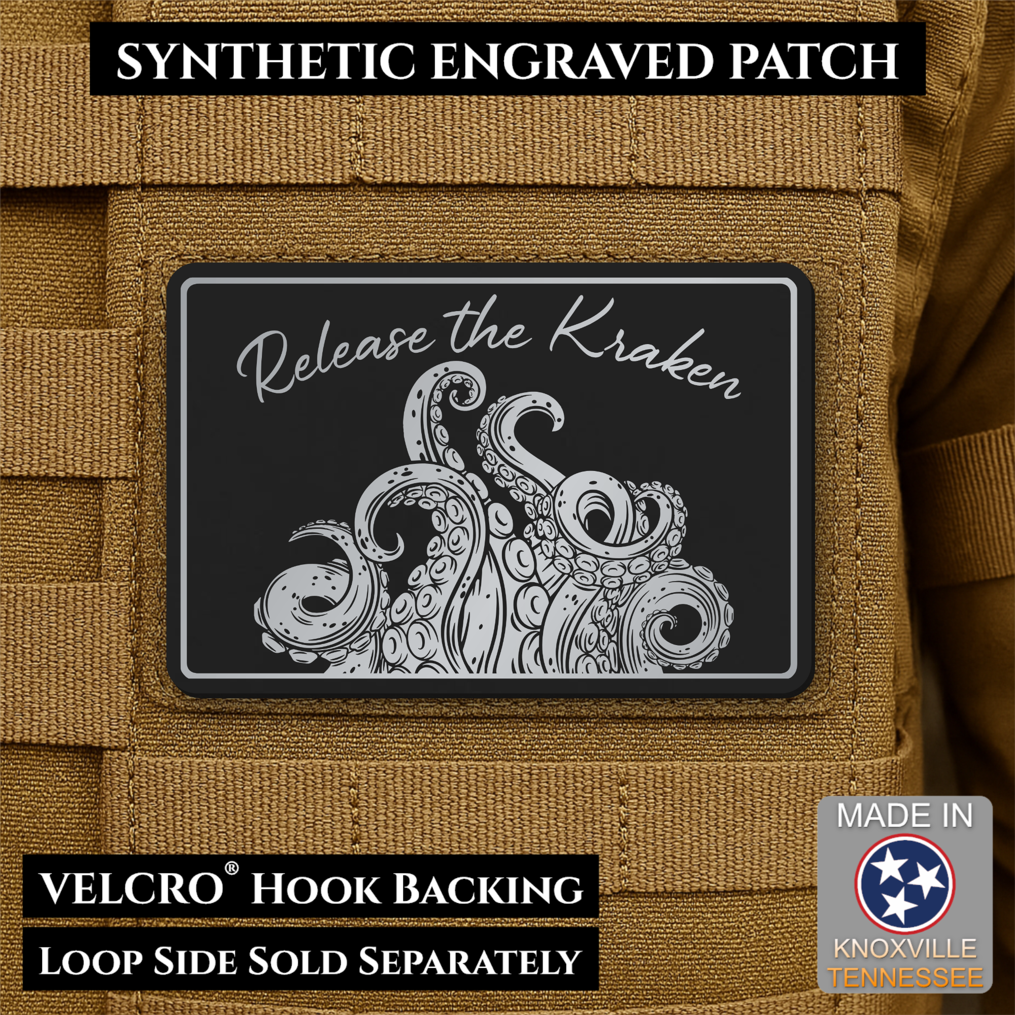 Release the Kraken Funny Morale Patch | Made in USA | VELCRO® Brand Hook Backing