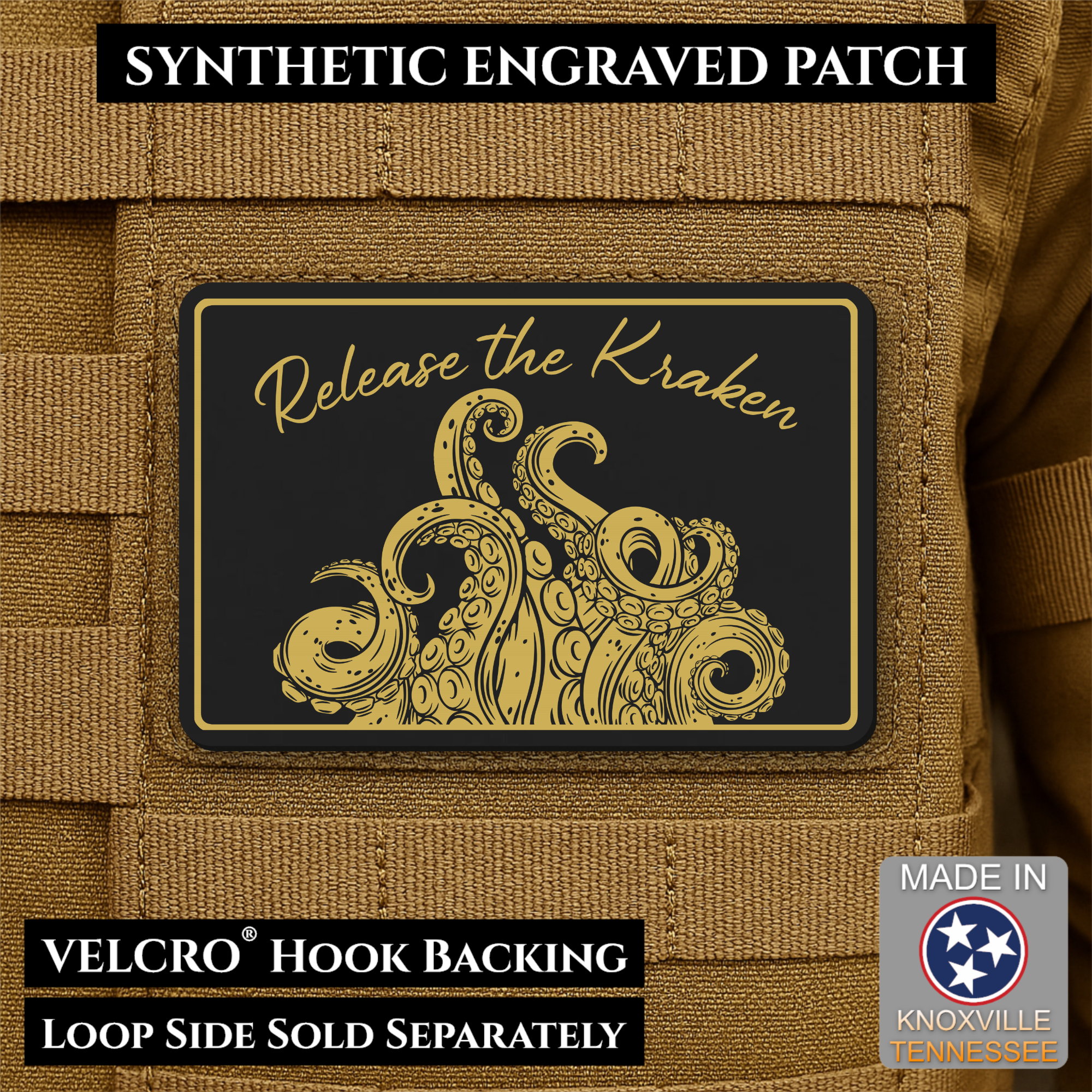Release the Kraken Funny Morale Patch | Made in USA | VELCRO® Brand Hook Backing