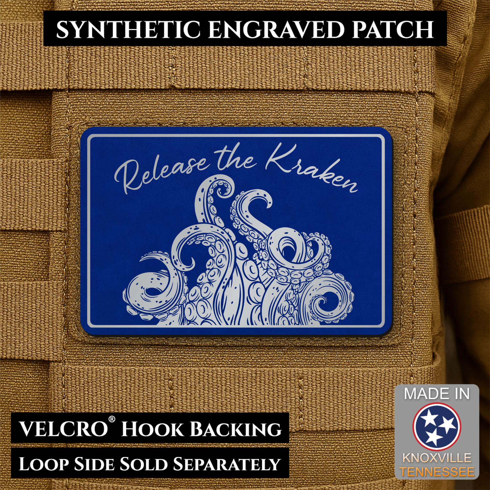 Release the Kraken Funny Morale Patch | Made in USA | VELCRO® Brand Hook Backing