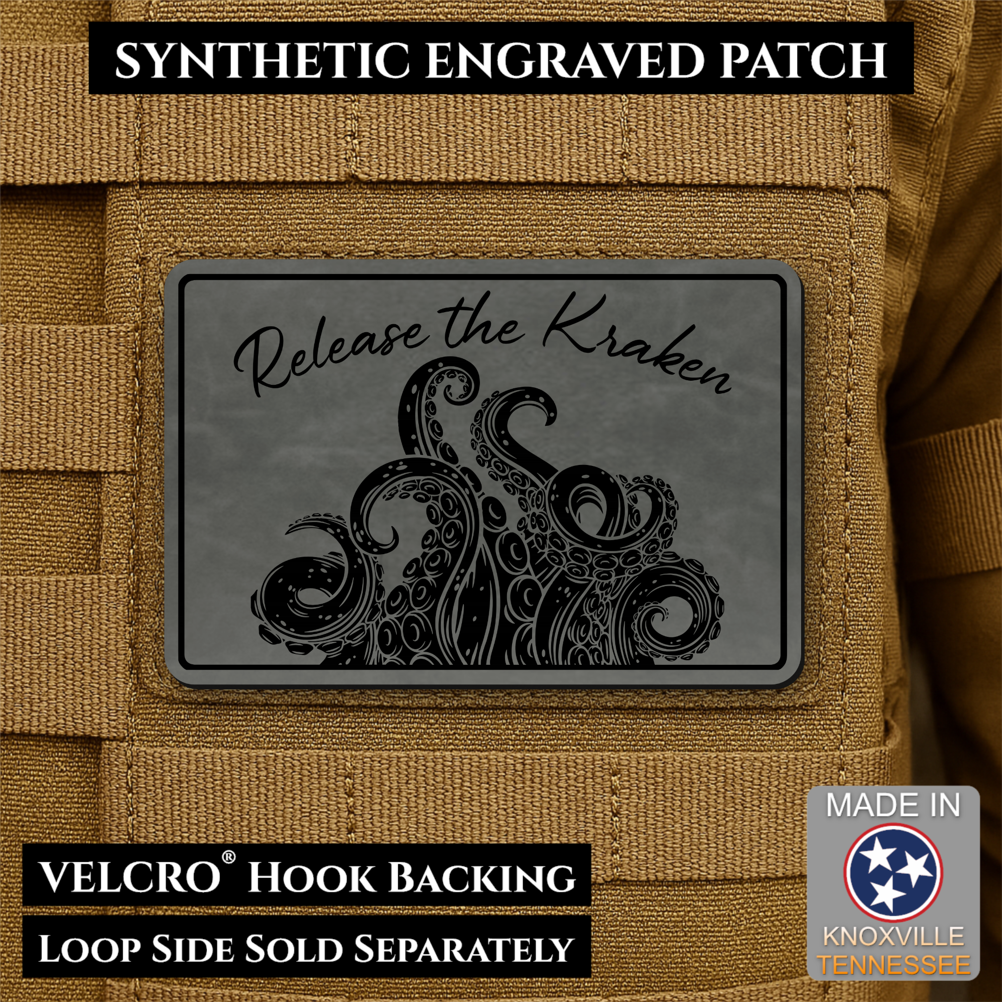 Release the Kraken Funny Morale Patch | Made in USA | VELCRO® Brand Hook Backing