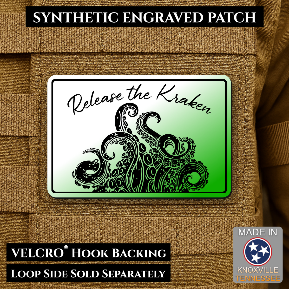 Release the Kraken Funny Morale Patch | Made in USA | VELCRO® Brand Hook Backing