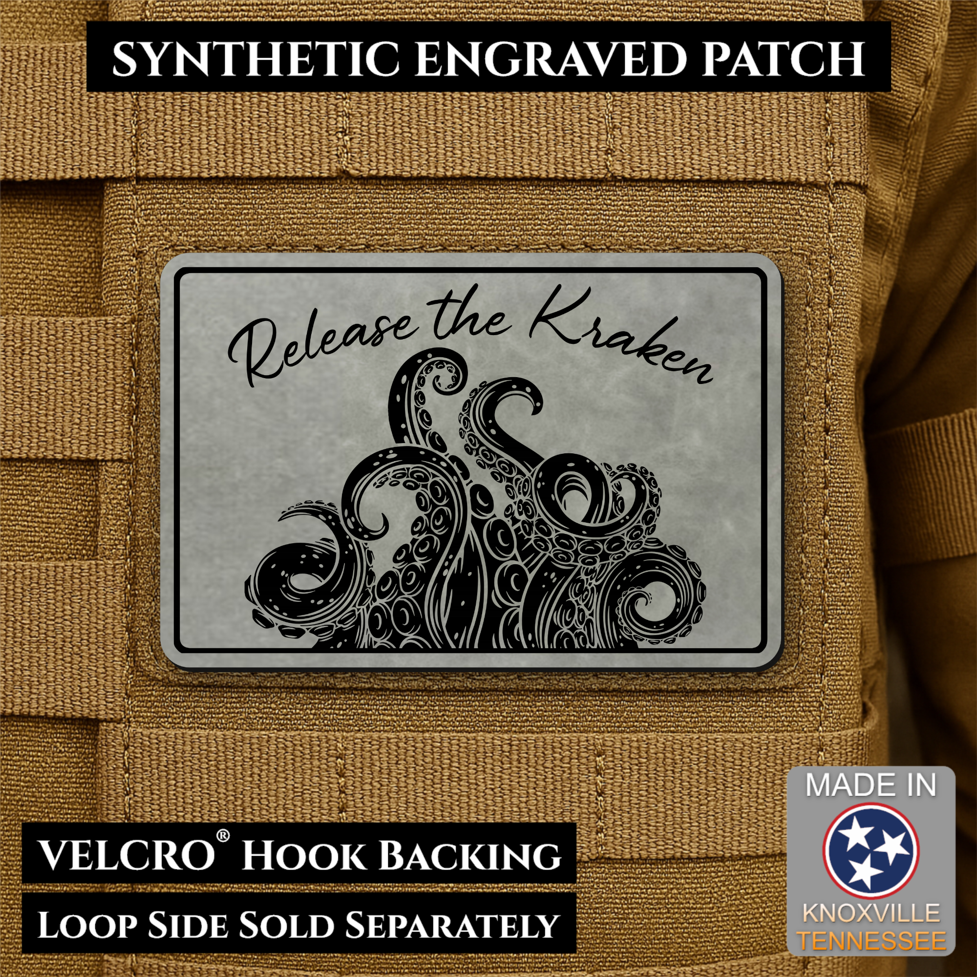 Release the Kraken Funny Morale Patch | Made in USA | VELCRO® Brand Hook Backing