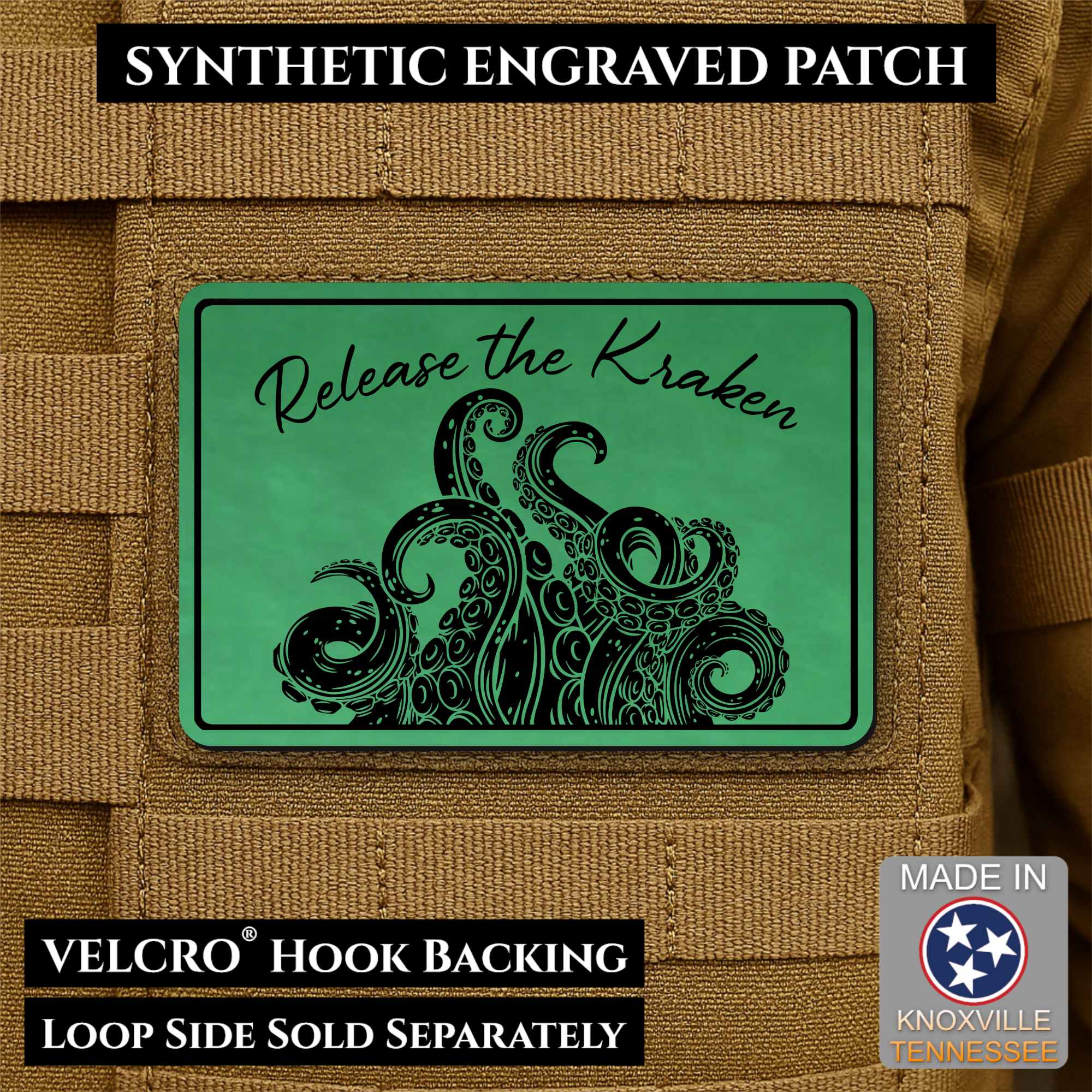 Release the Kraken Funny Morale Patch | Made in USA | VELCRO® Brand Hook Backing