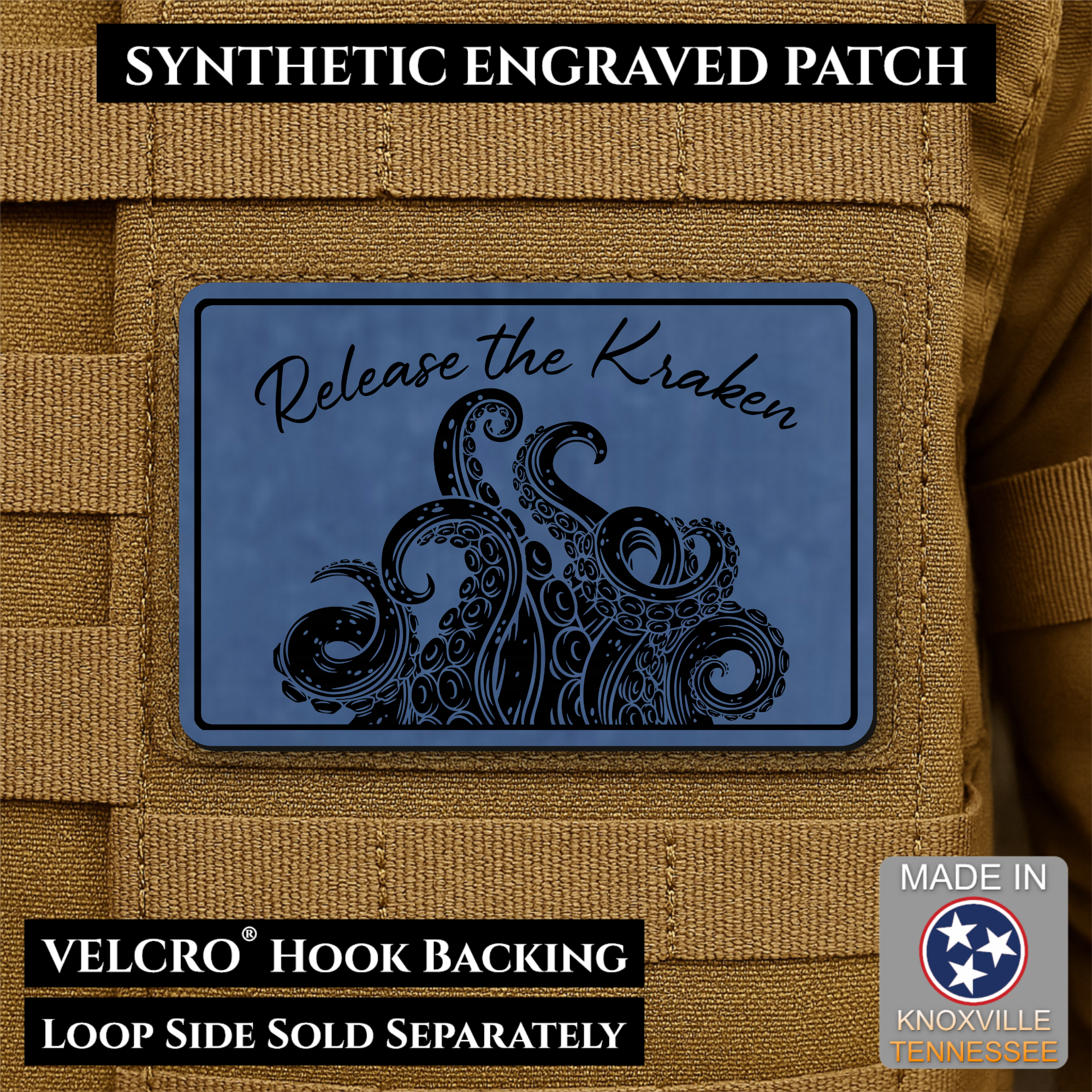 Release the Kraken Funny Morale Patch | Made in USA | VELCRO® Brand Hook Backing
