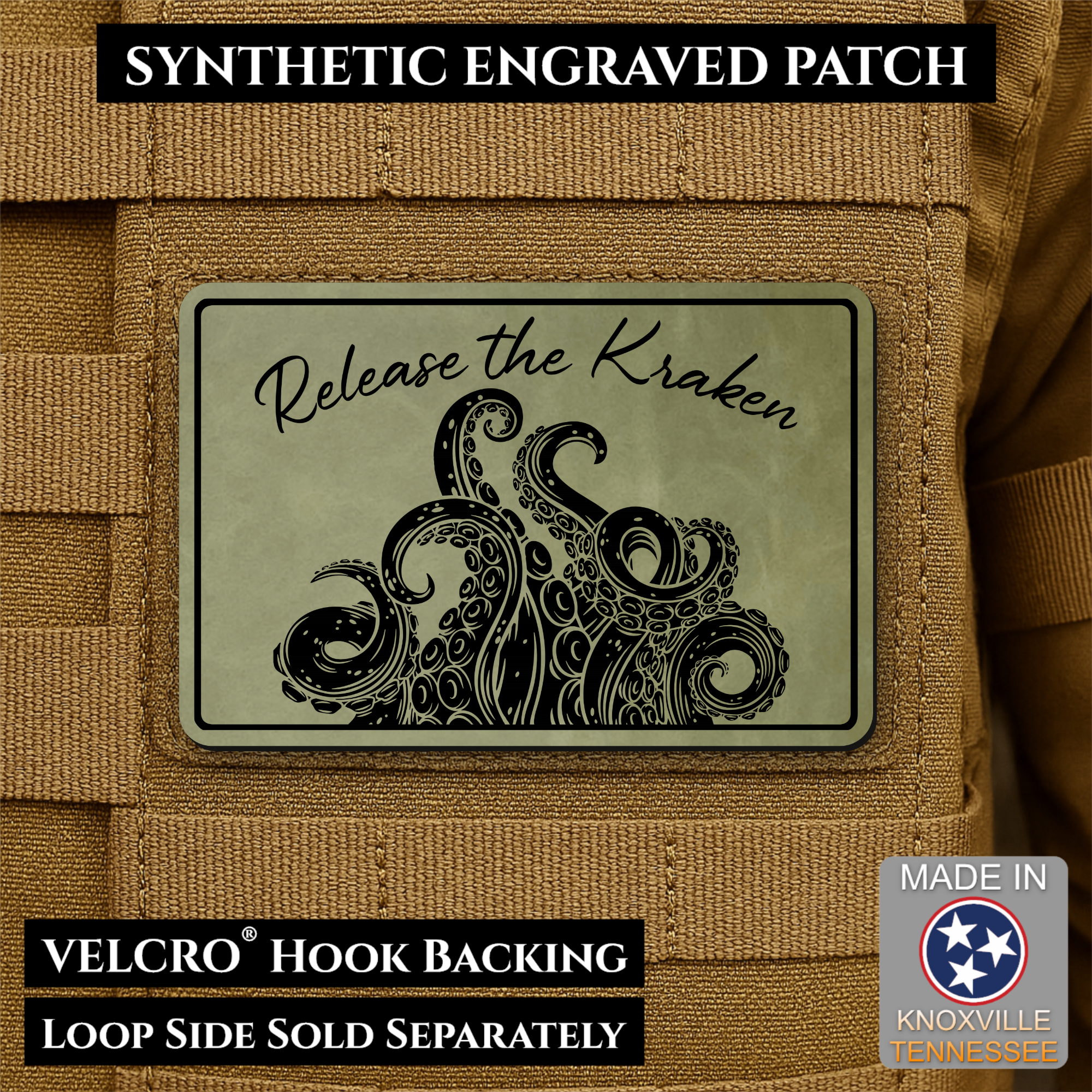 Release the Kraken Funny Morale Patch | Made in USA | VELCRO® Brand Hook Backing