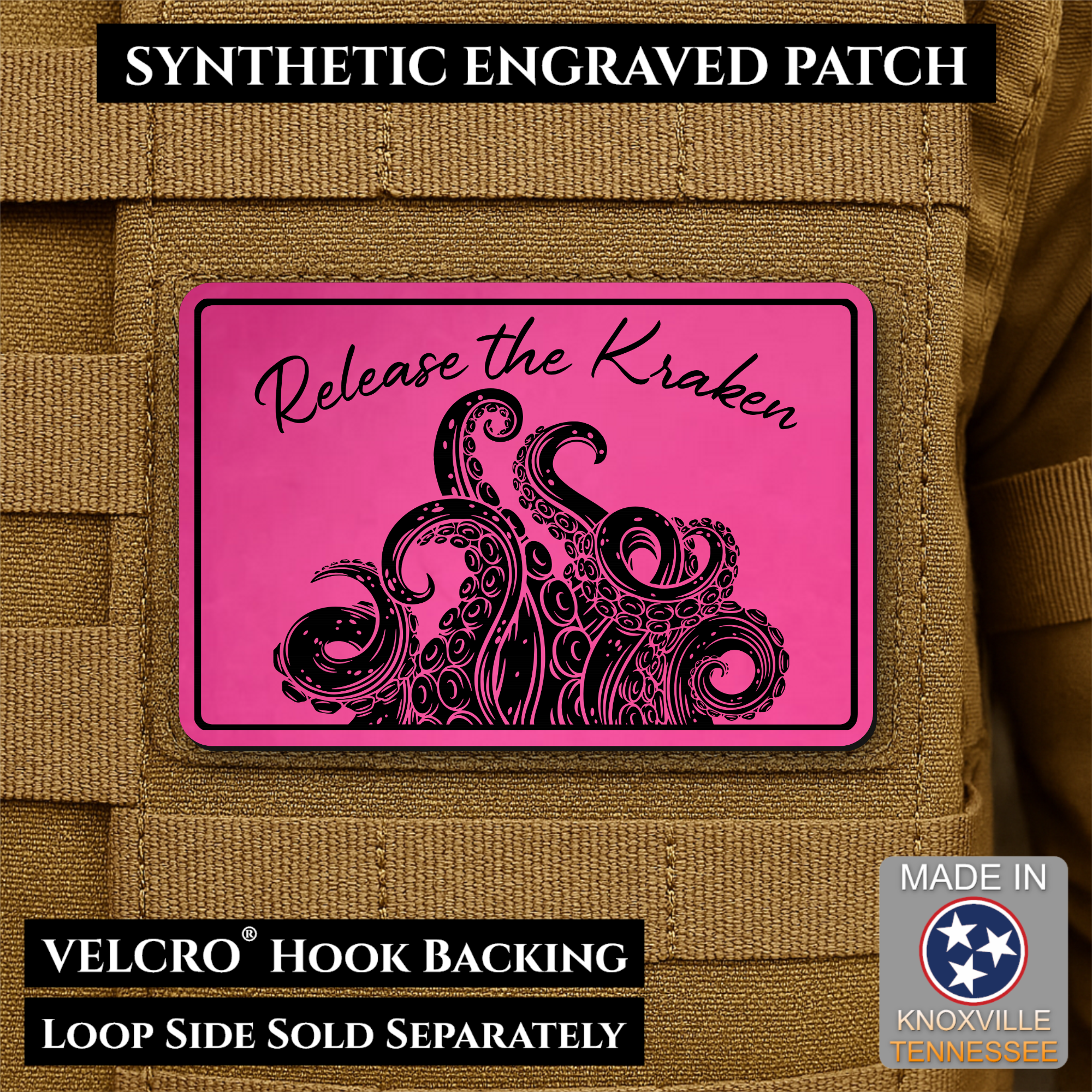 Release the Kraken Funny Morale Patch | Made in USA | VELCRO® Brand Hook Backing