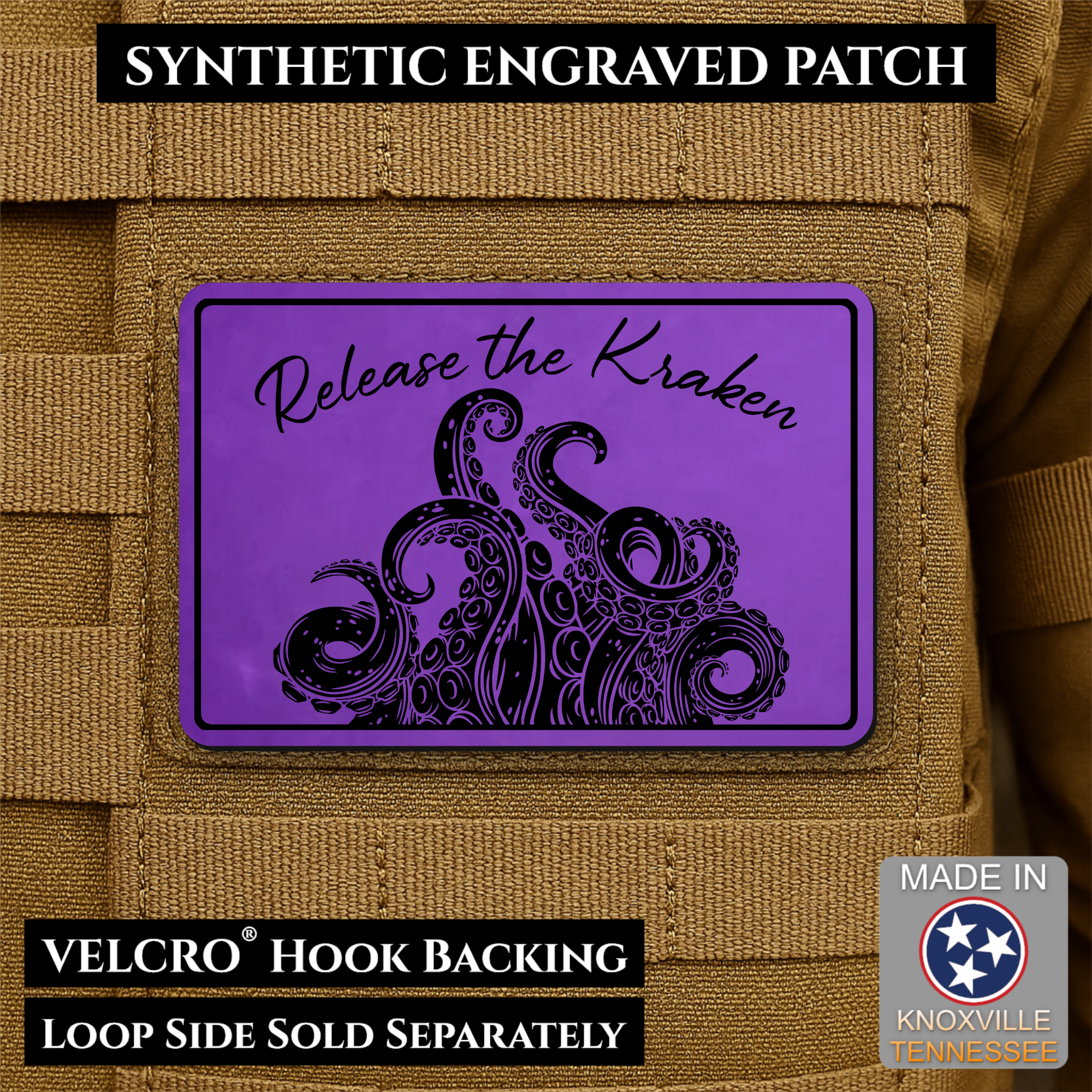 Release the Kraken Funny Morale Patch | Made in USA | VELCRO® Brand Hook Backing
