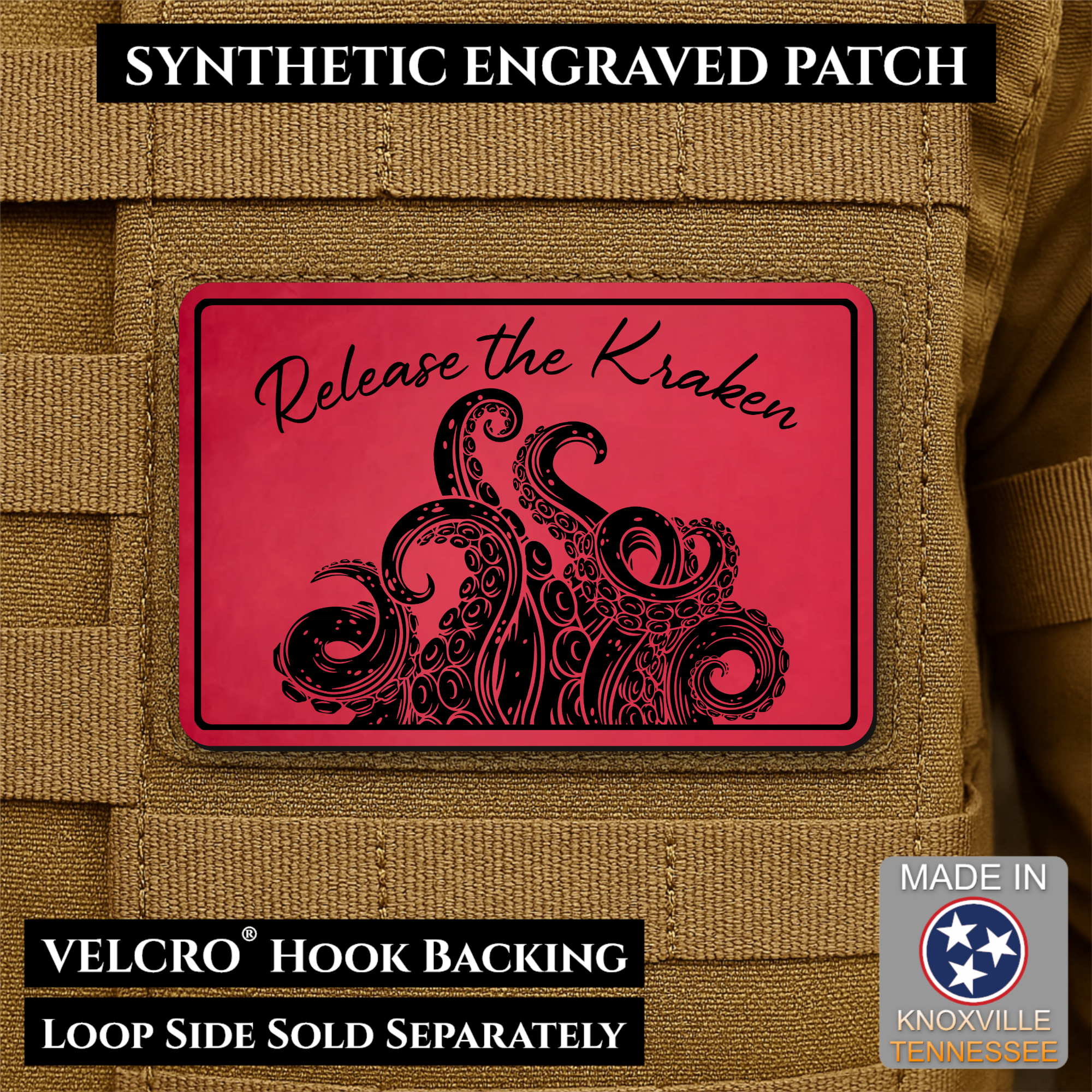 Release the Kraken Funny Morale Patch | Made in USA | VELCRO® Brand Hook Backing