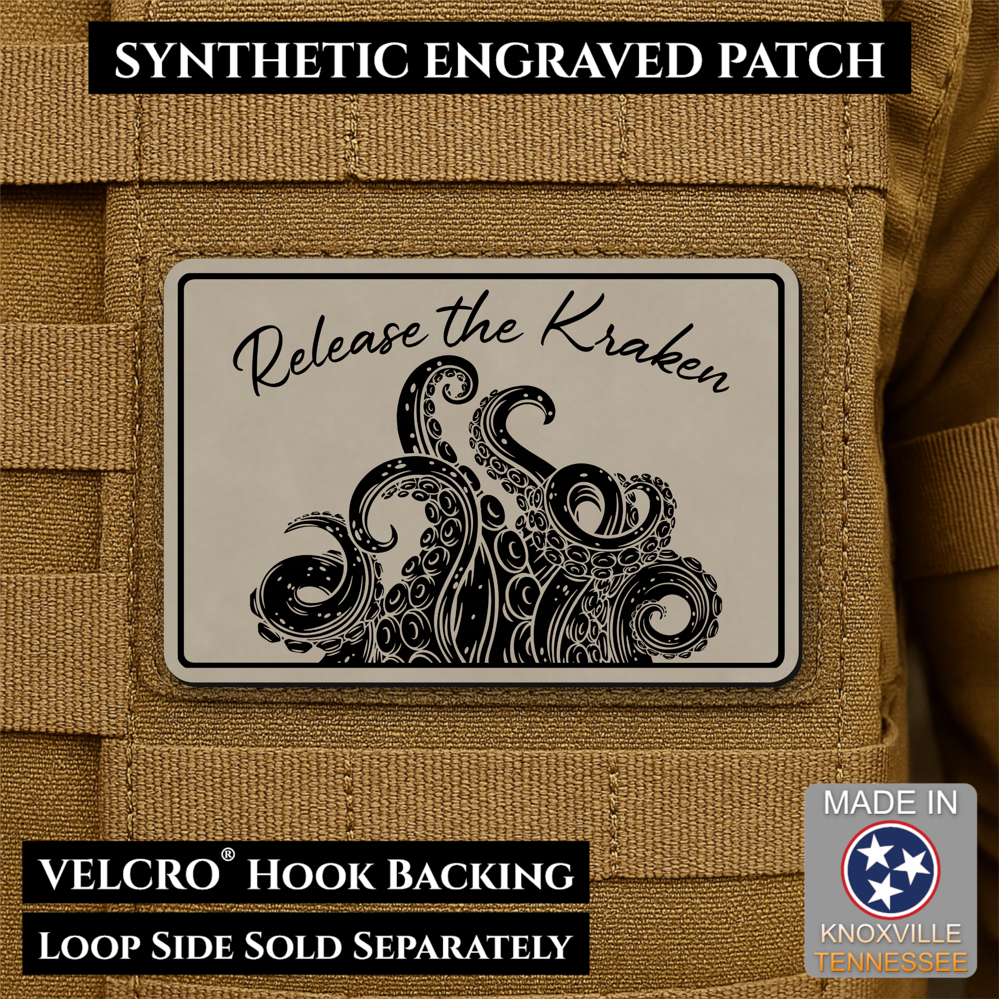 Release the Kraken Funny Morale Patch | Made in USA | VELCRO® Brand Hook Backing