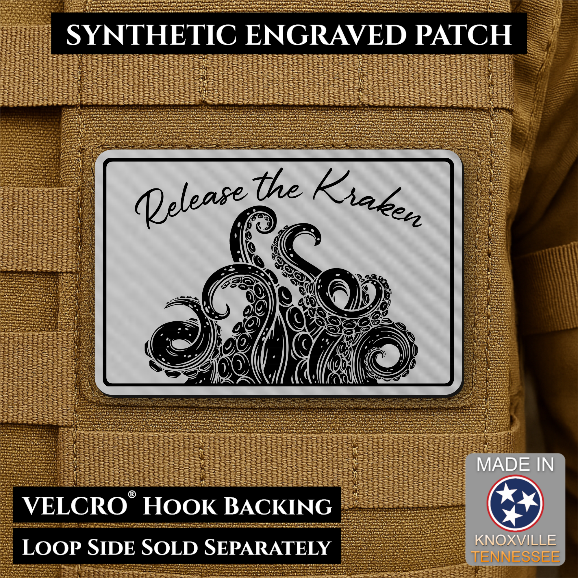 Release the Kraken Funny Morale Patch | Made in USA | VELCRO® Brand Hook Backing