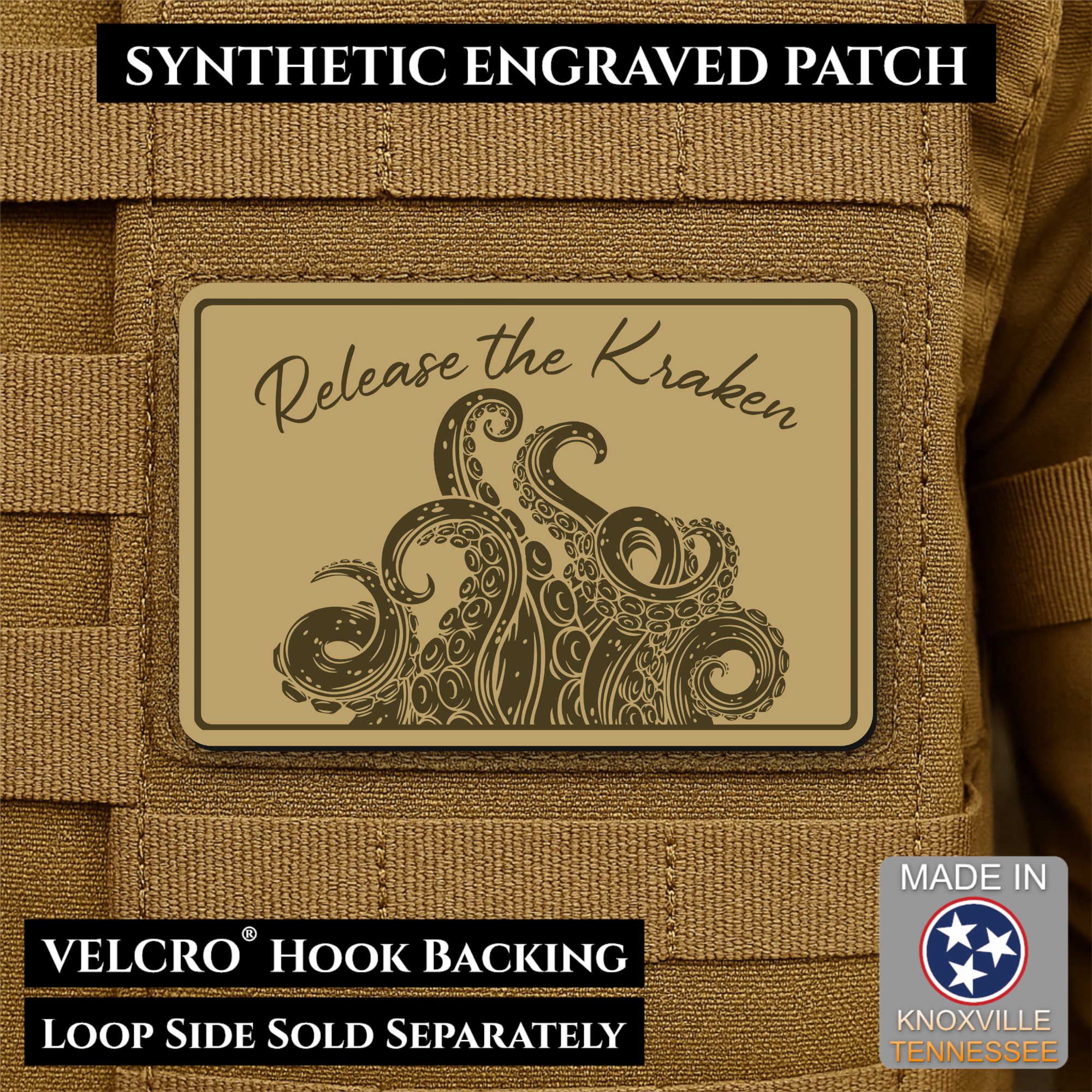 Release the Kraken Funny Morale Patch | Made in USA | VELCRO® Brand Hook Backing