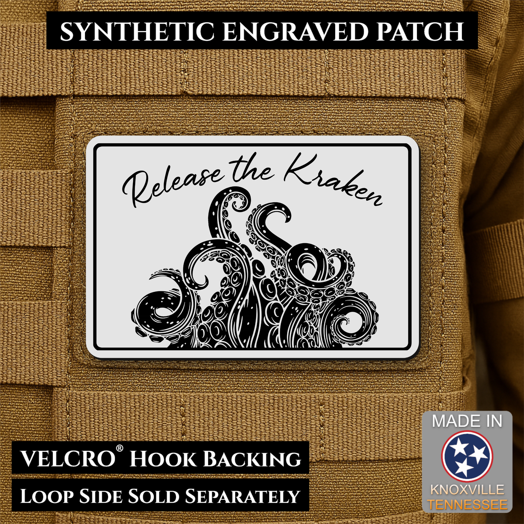 Release the Kraken Funny Morale Patch | Made in USA | VELCRO® Brand Hook Backing