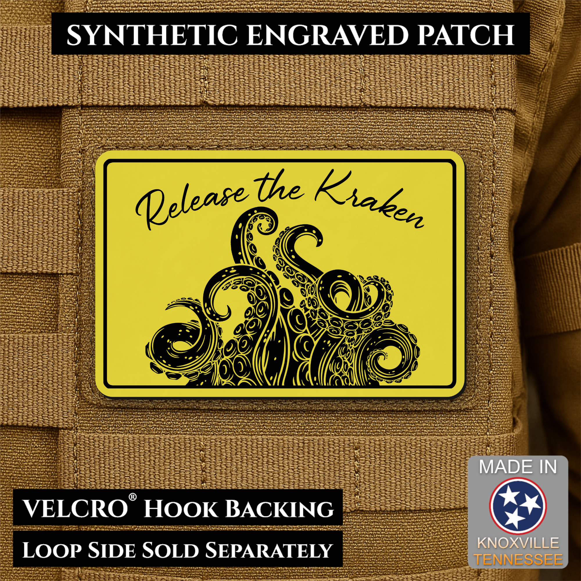 Release the Kraken Funny Morale Patch | Made in USA | VELCRO® Brand Hook Backing