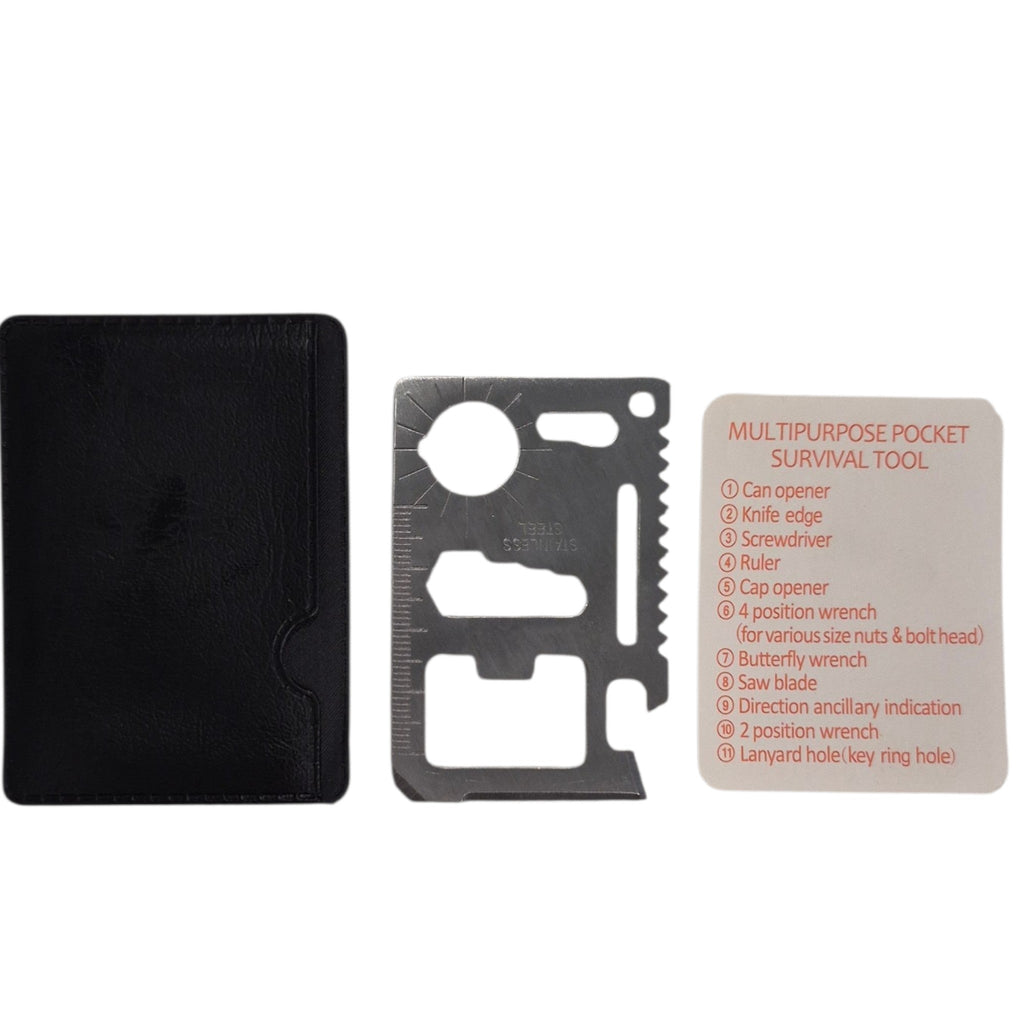 11-in-1 Survival Credit Card Multitool – Fathers Day, Stocking Stuffer Christmas Gift - Multipurpose Tactical Wallet Tool With Bottle Opener, Survival Knife