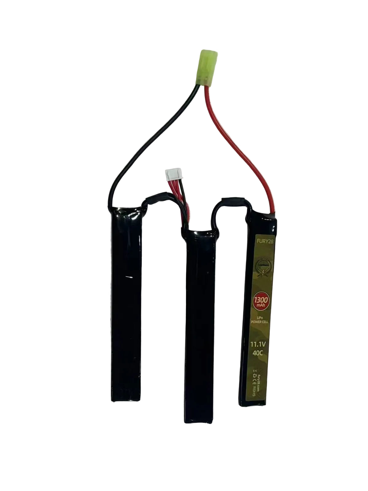 Fury28 11.1v 1300mah 40c Lipo battery butterfly split type