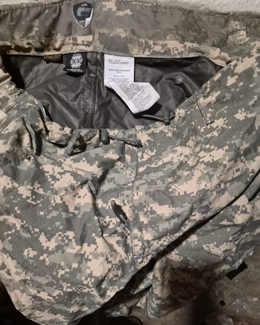 Genuine USGI ECWCS Gen III Level 6 ACU Gore-Tex Pants 8415-01-538-6677